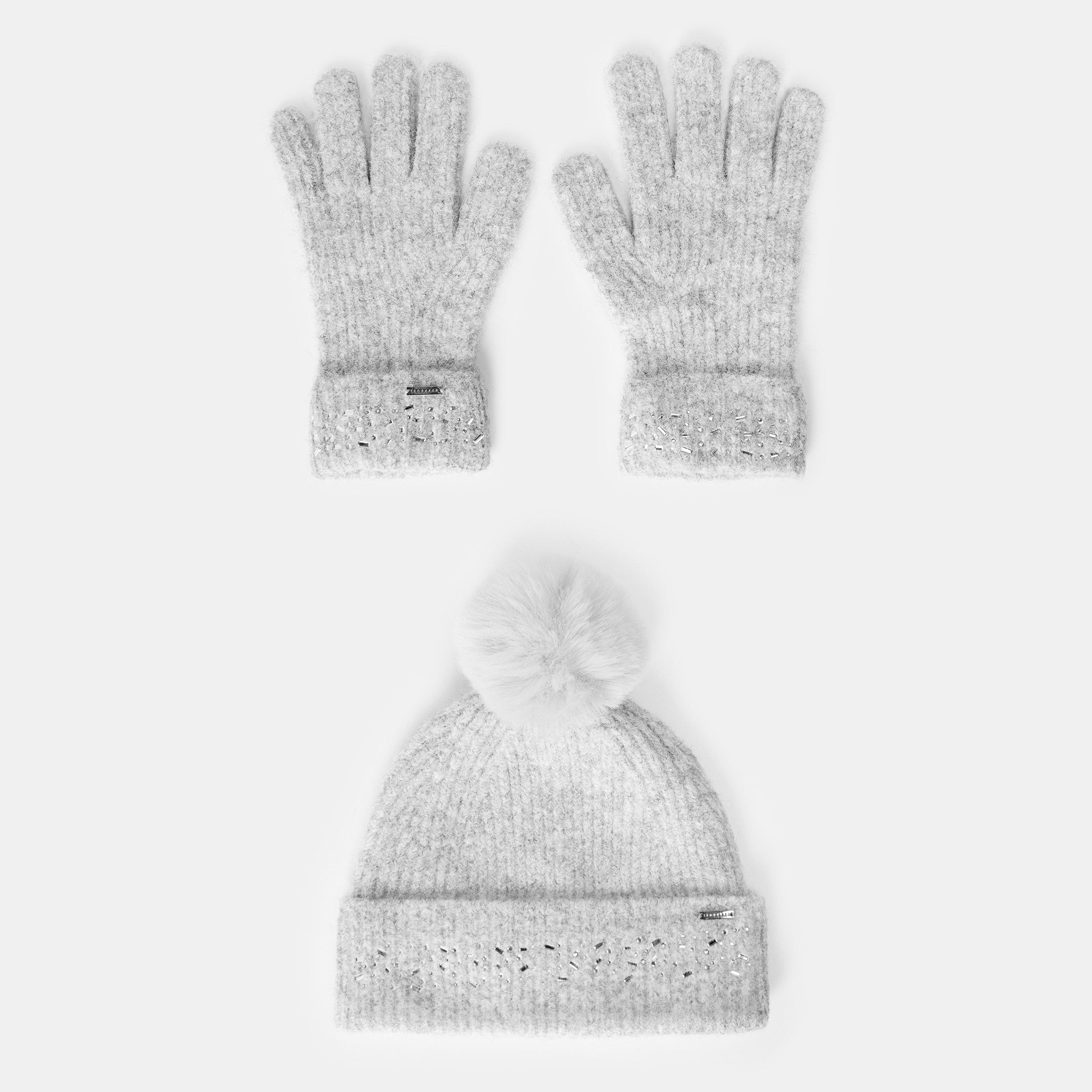 Grey - Ted Baker - Women's Knitted Hat & Glove Novelty Gift Set - 1