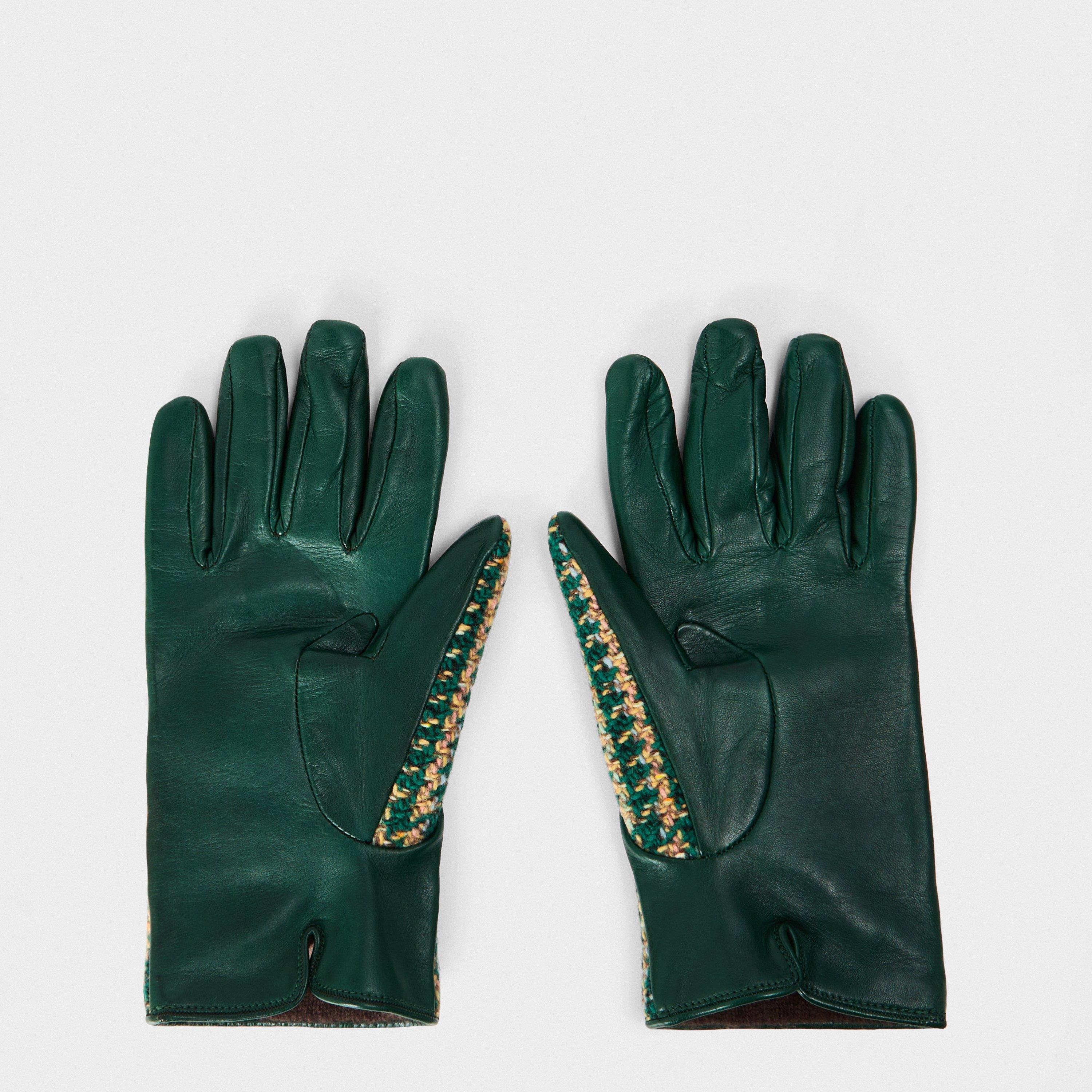 Citron/Drk Grn - Gucci - Women's Leather Gloves - 2