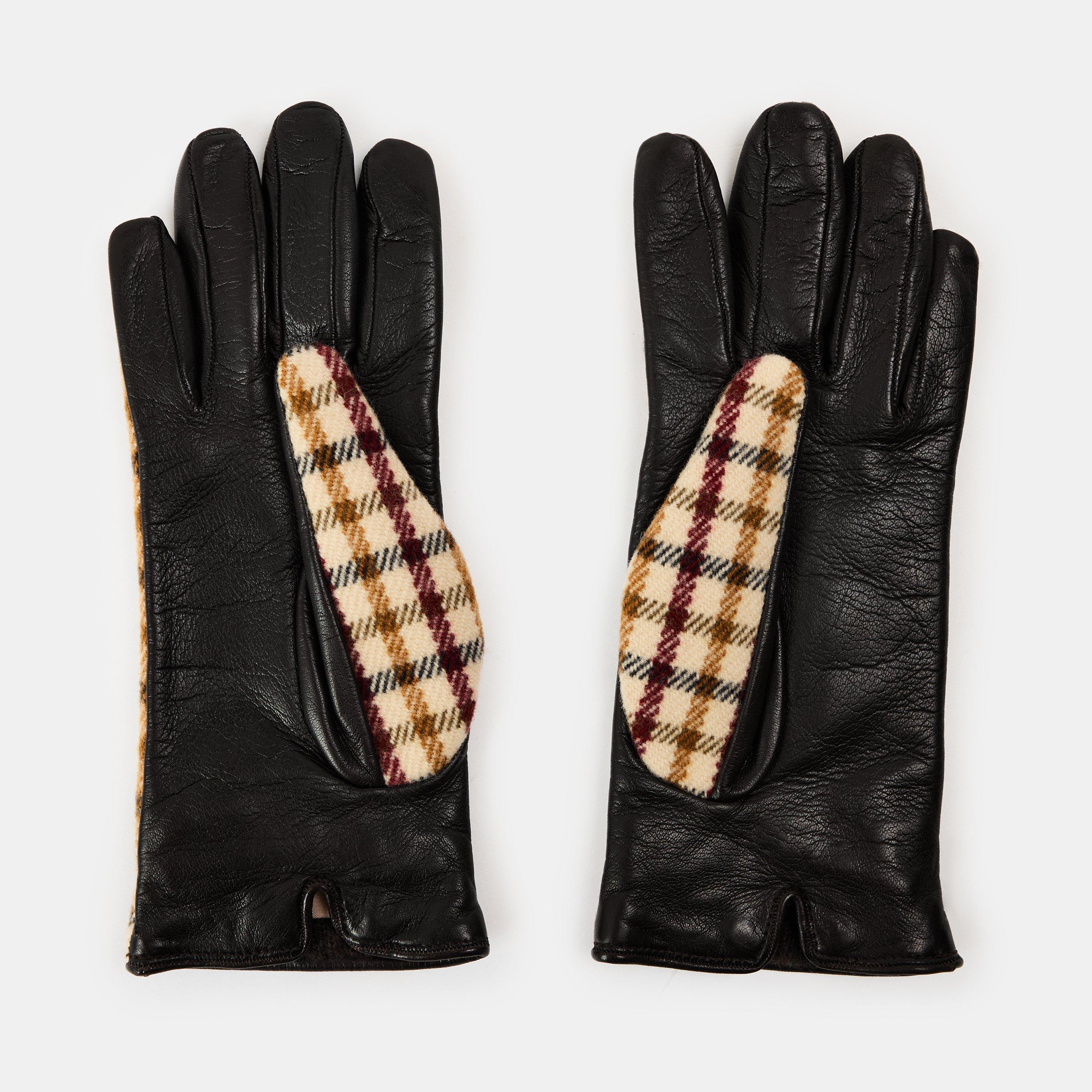 Ivory/Drk Brown - Gucci - Women's Italian Leather Gloves - 2