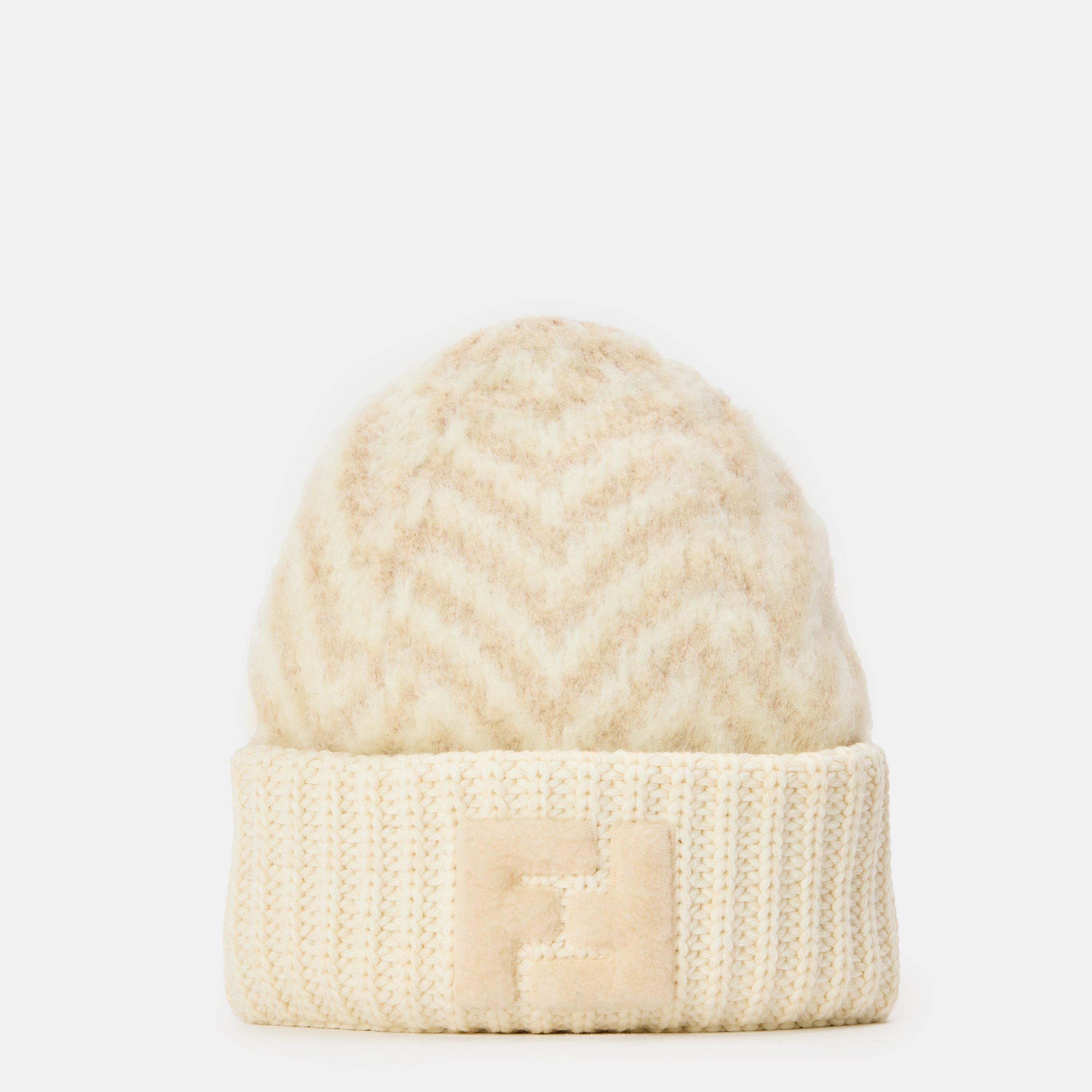 Fendi Brown Chevron alpaca hat - Avorio