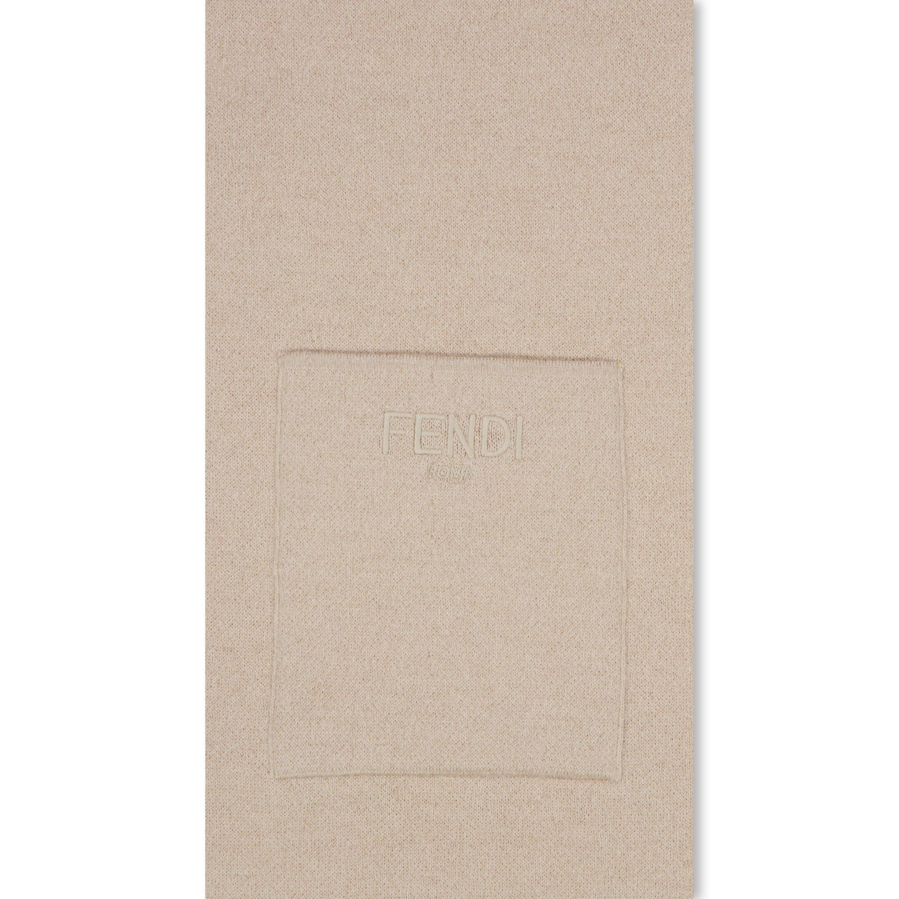 Beige F0AYG - Fendi - Kids Logo Midweight Scarf - 2