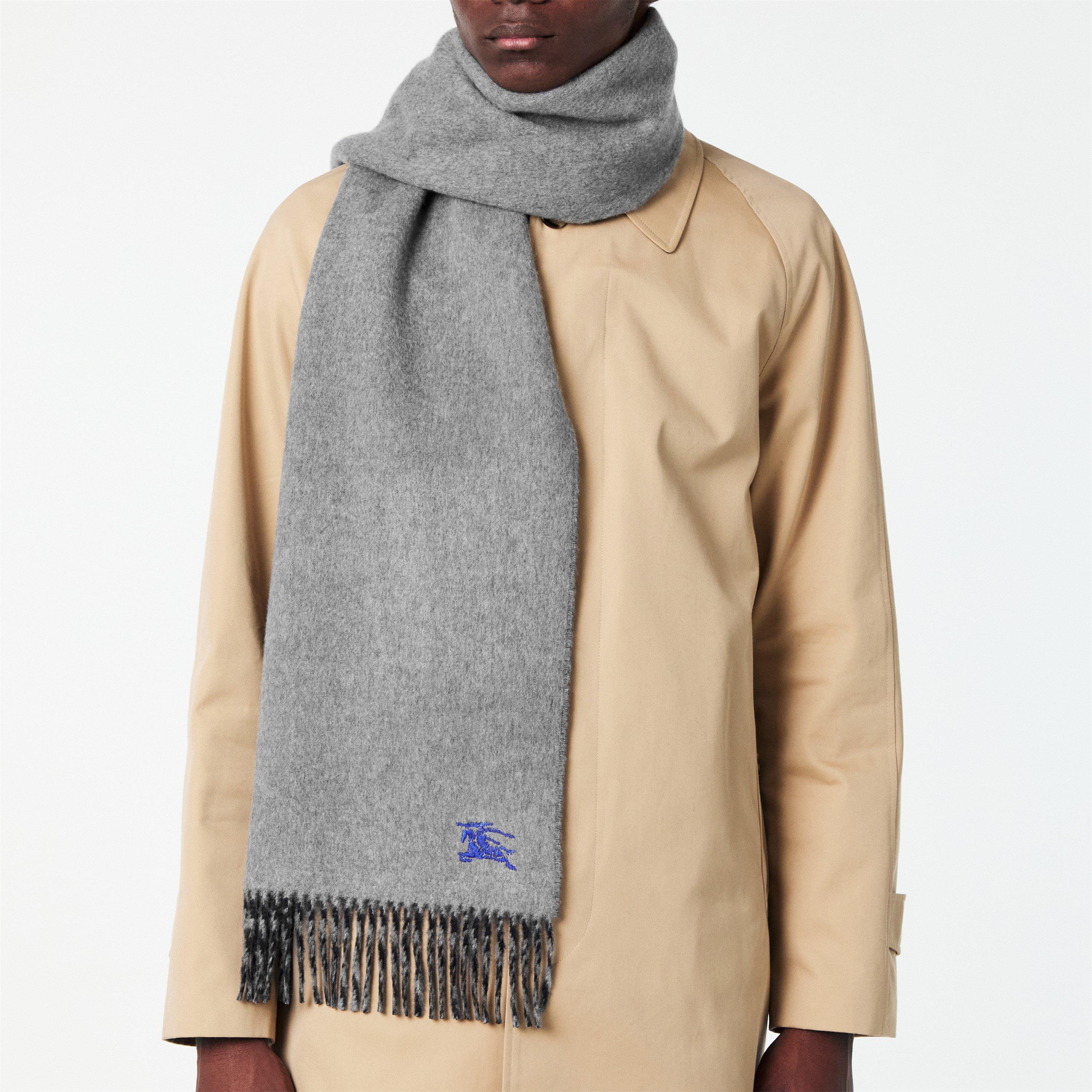 Grey/Navy - Burberry - Knight Solid Knitted Scarf - 2