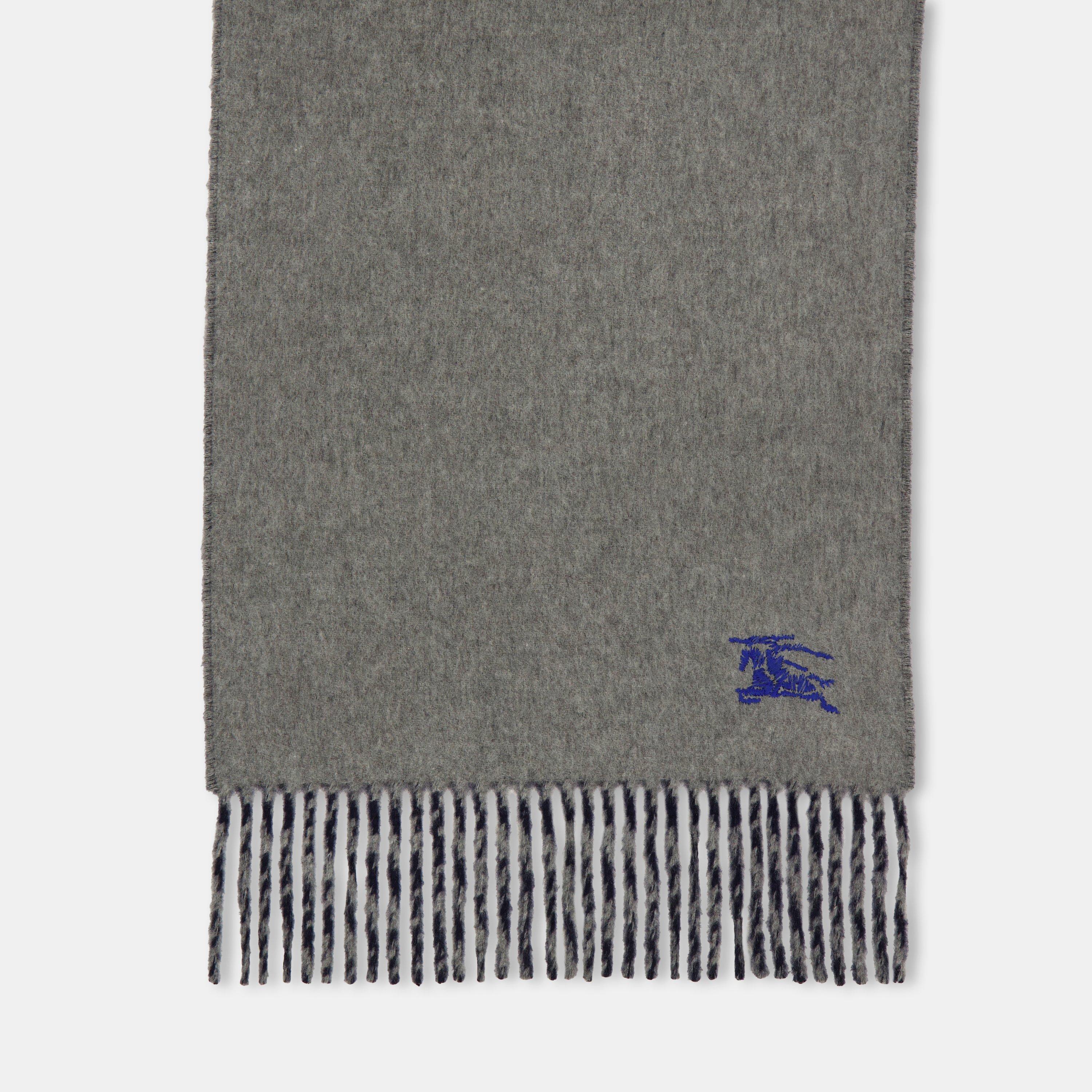Grey/Navy - Burberry - Knight Solid Knitted Scarf - 3