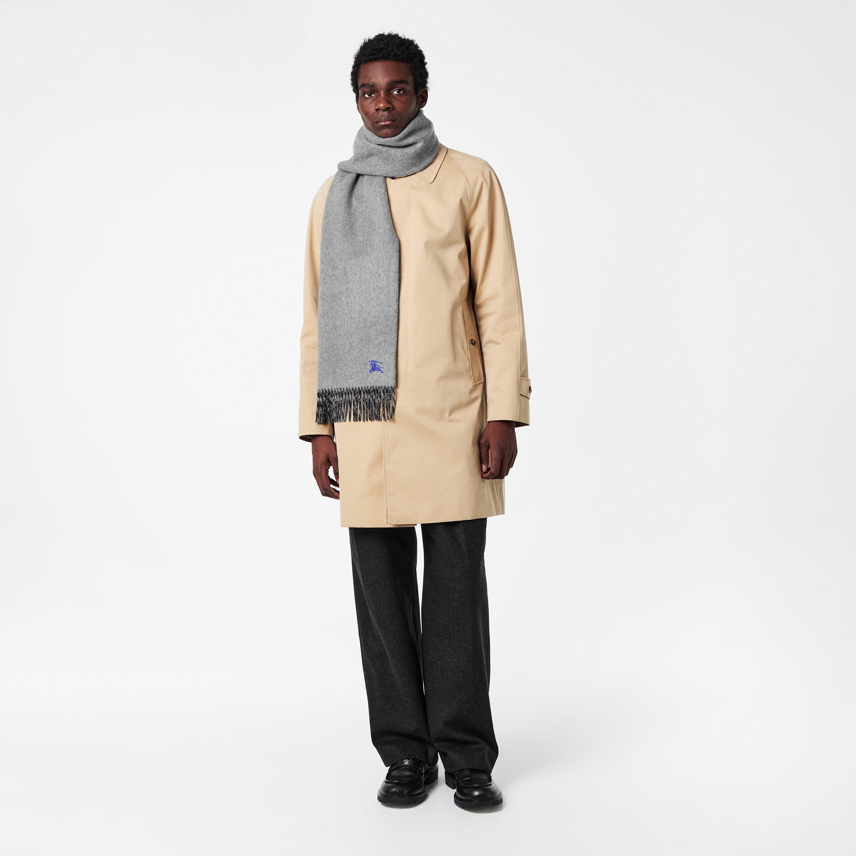 Grey/Navy - Burberry - Knight Solid Knitted Scarf - 4