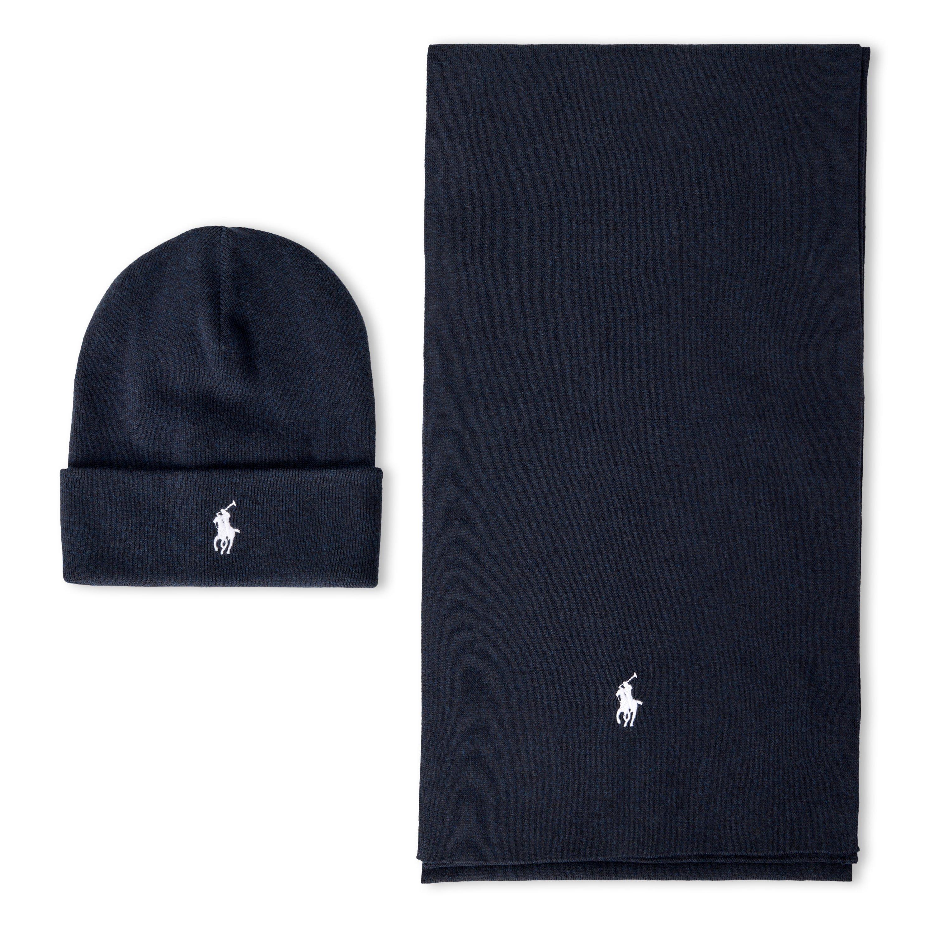 Navy Heather - Polo Ralph Lauren - Rib-Knit Cotton Beanie & Scarf Gift Set - 1