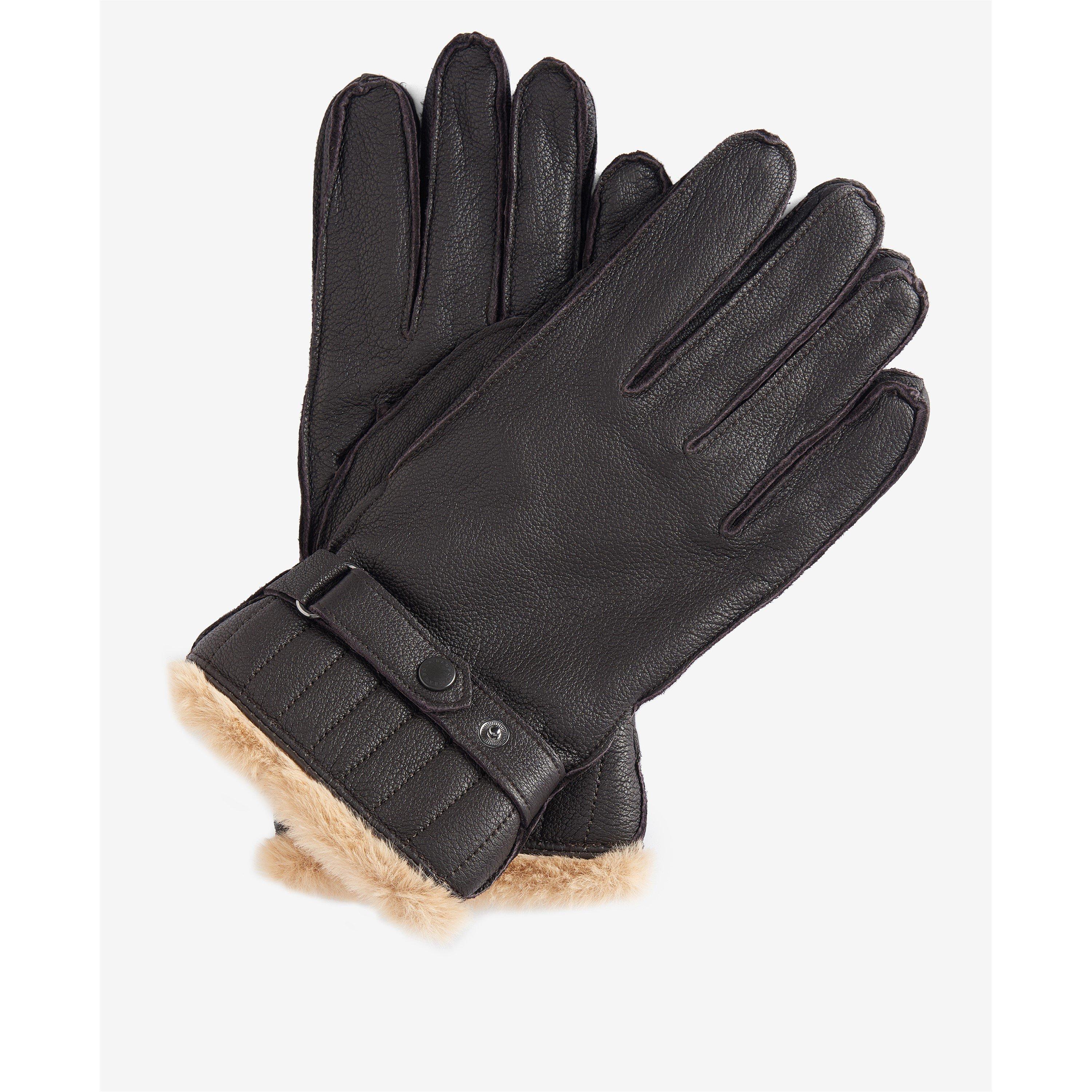 Brown - Barbour - Leather Utility Gloves - 1