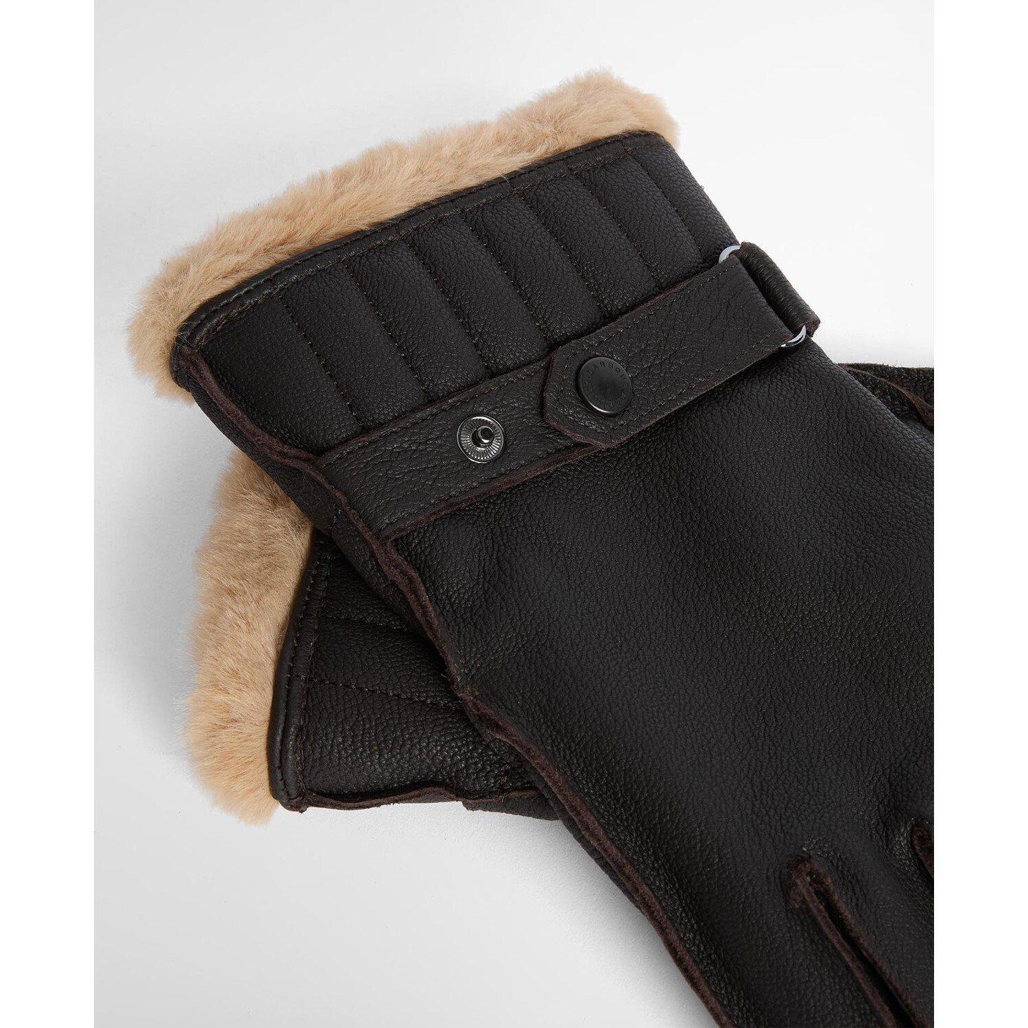 Brown - Barbour - Leather Utility Gloves - 2