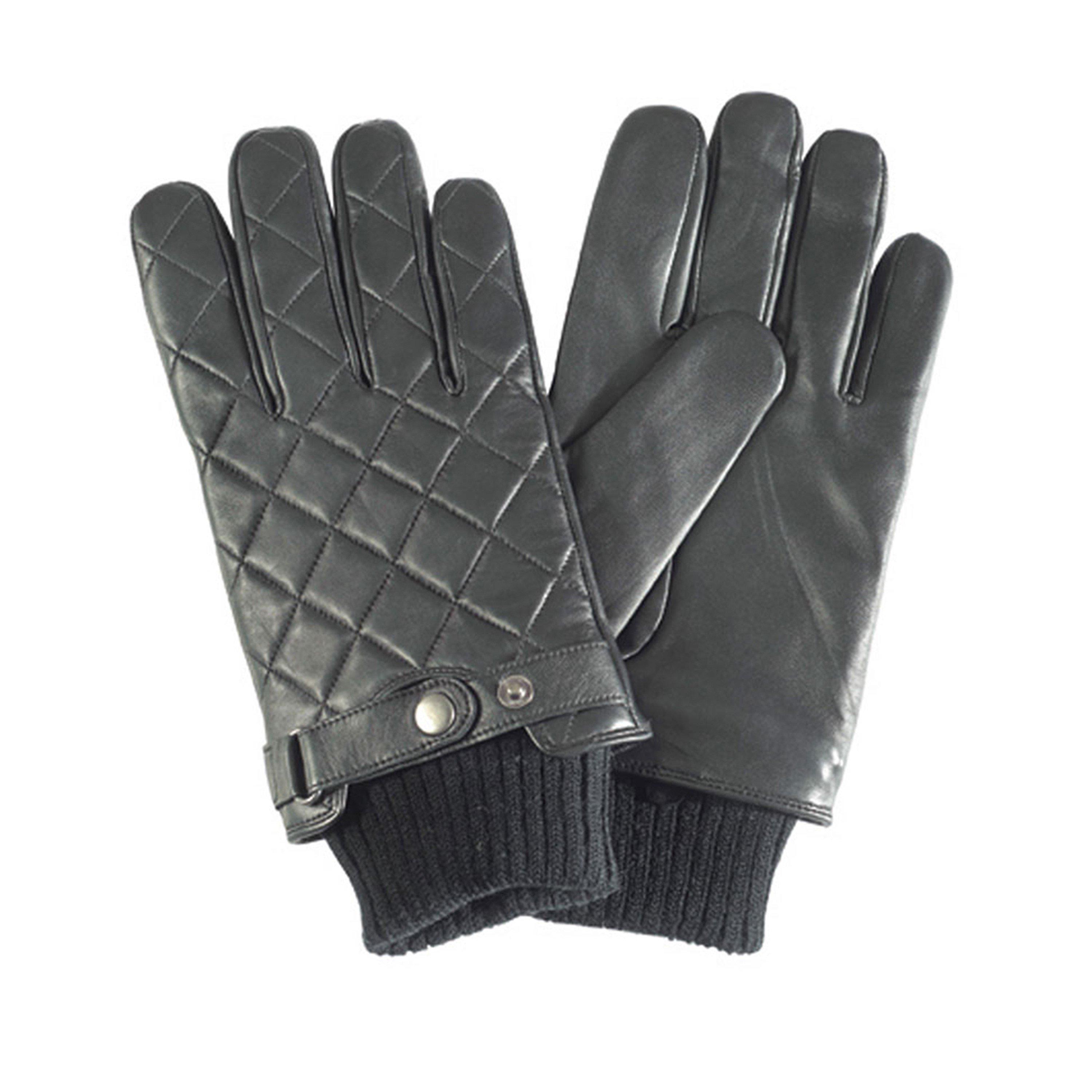 Barbour Quilted Leather Gloves - Black BK11 - S