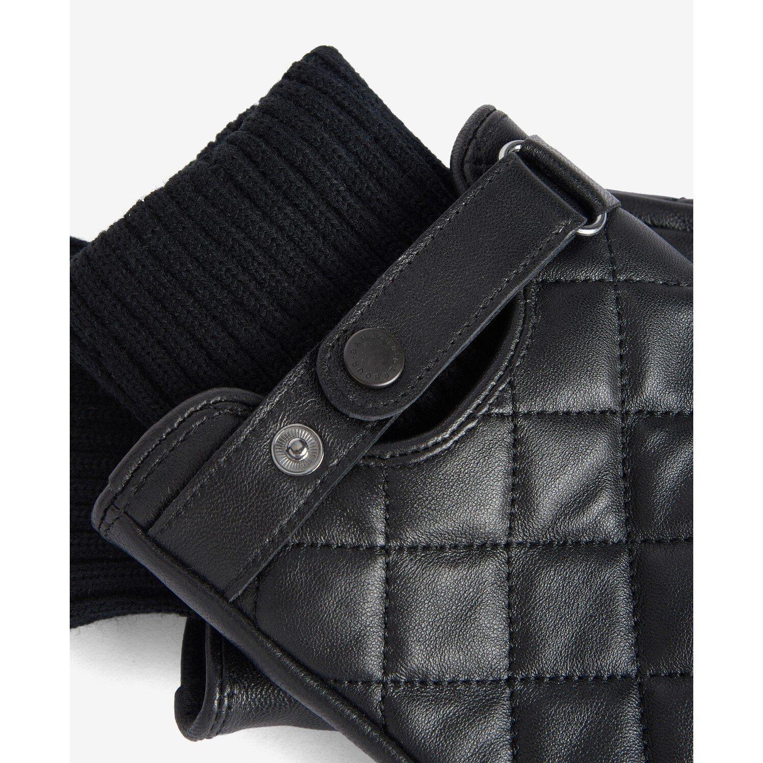 Black BK11 - Barbour - Men's Quilted Leather Gloves - 3