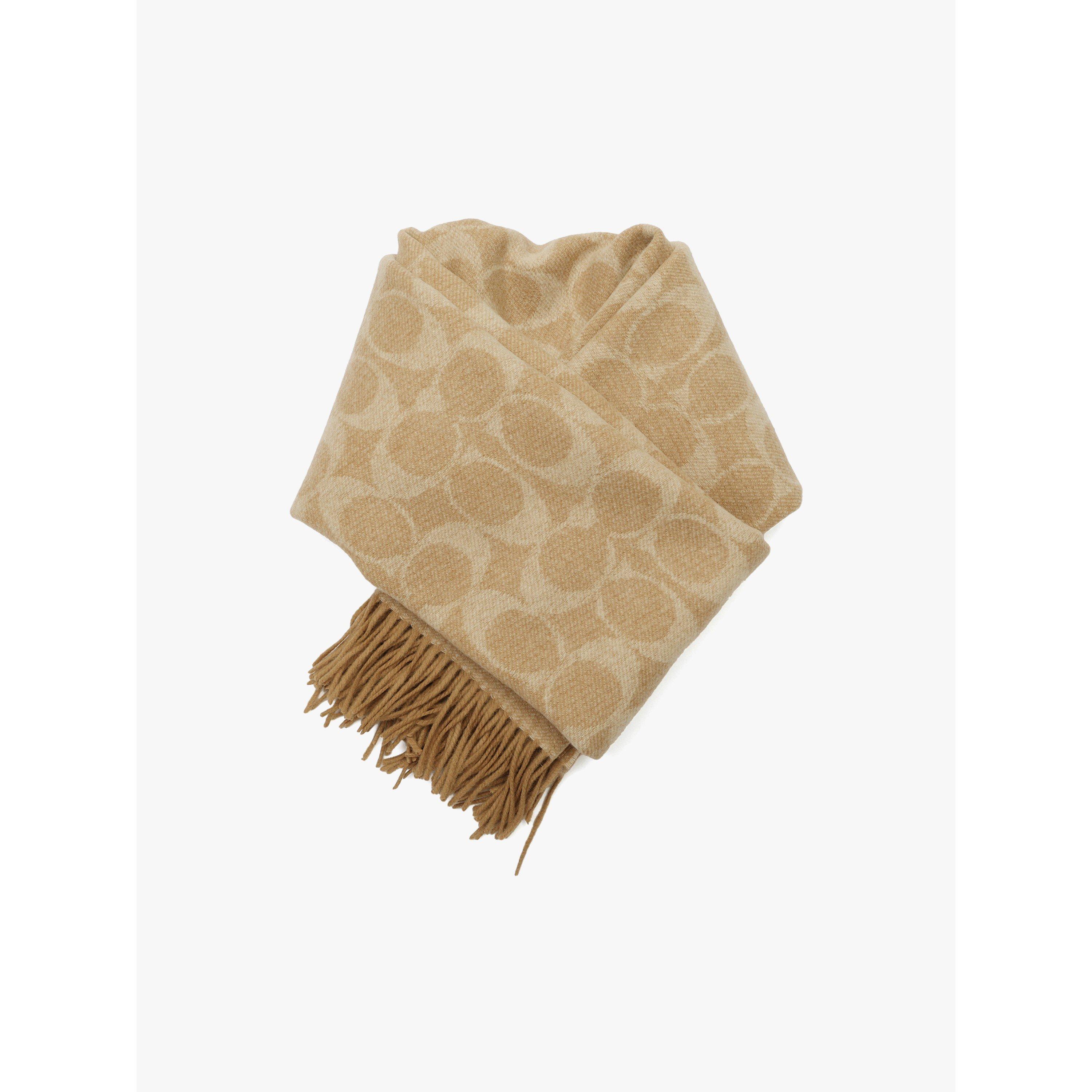 chalk/ beige - Coach - Womens Jumbo Signature C Wool Blanket Scarf - 2