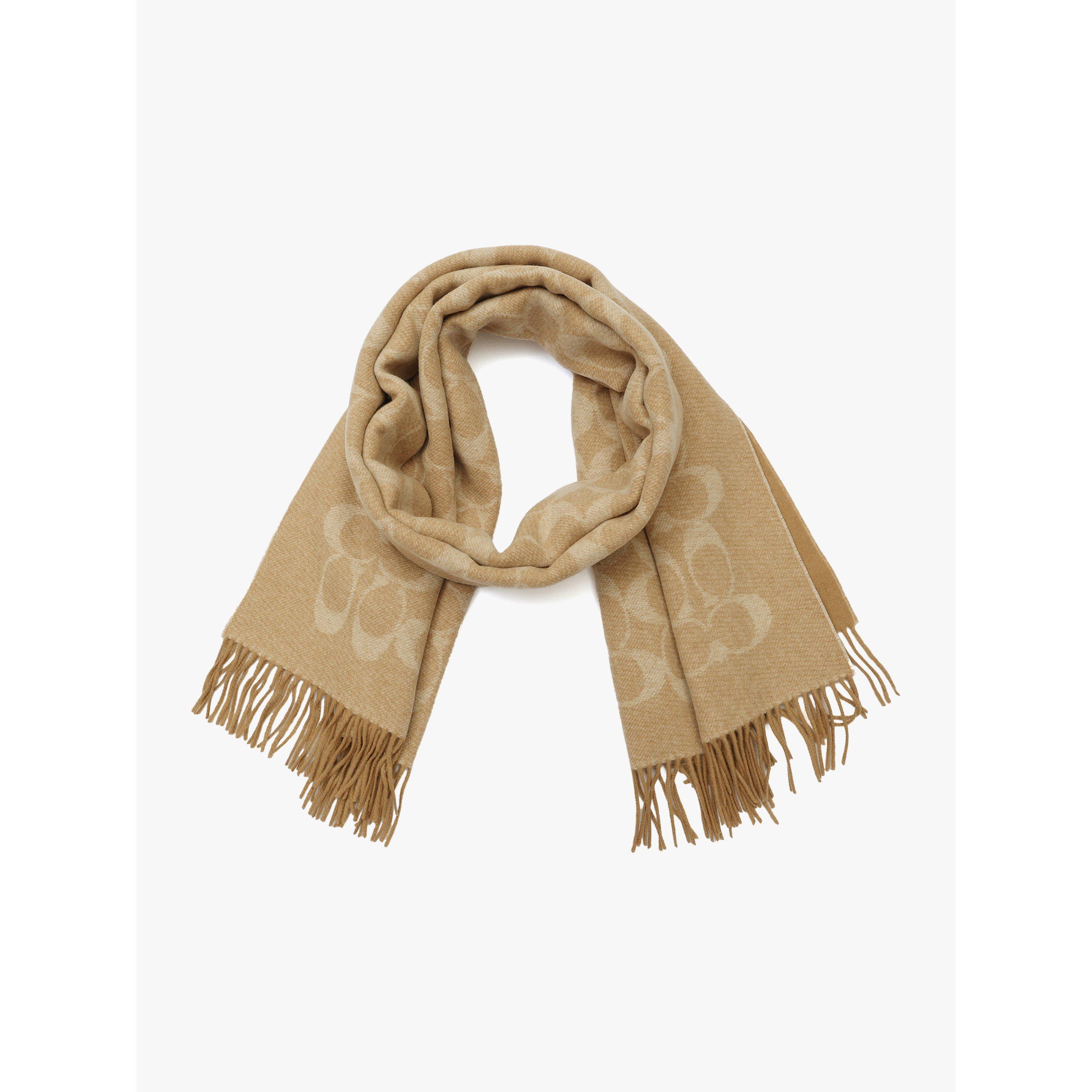 chalk/ beige - Coach - Womens Jumbo Signature C Wool Blanket Scarf - 3