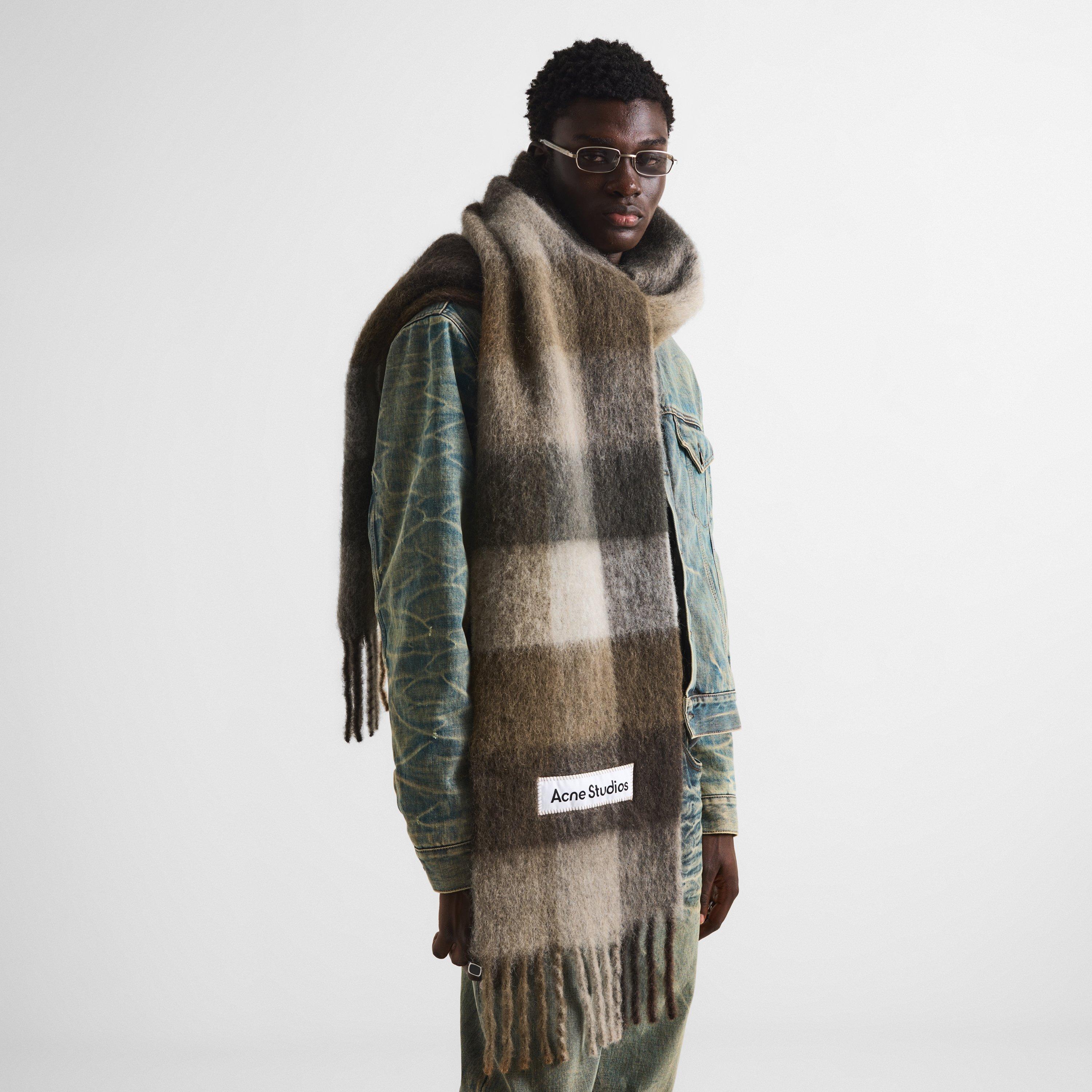 Brown - Acne Studios - Men's Vally Striped Wool Knitted Scarf - 2