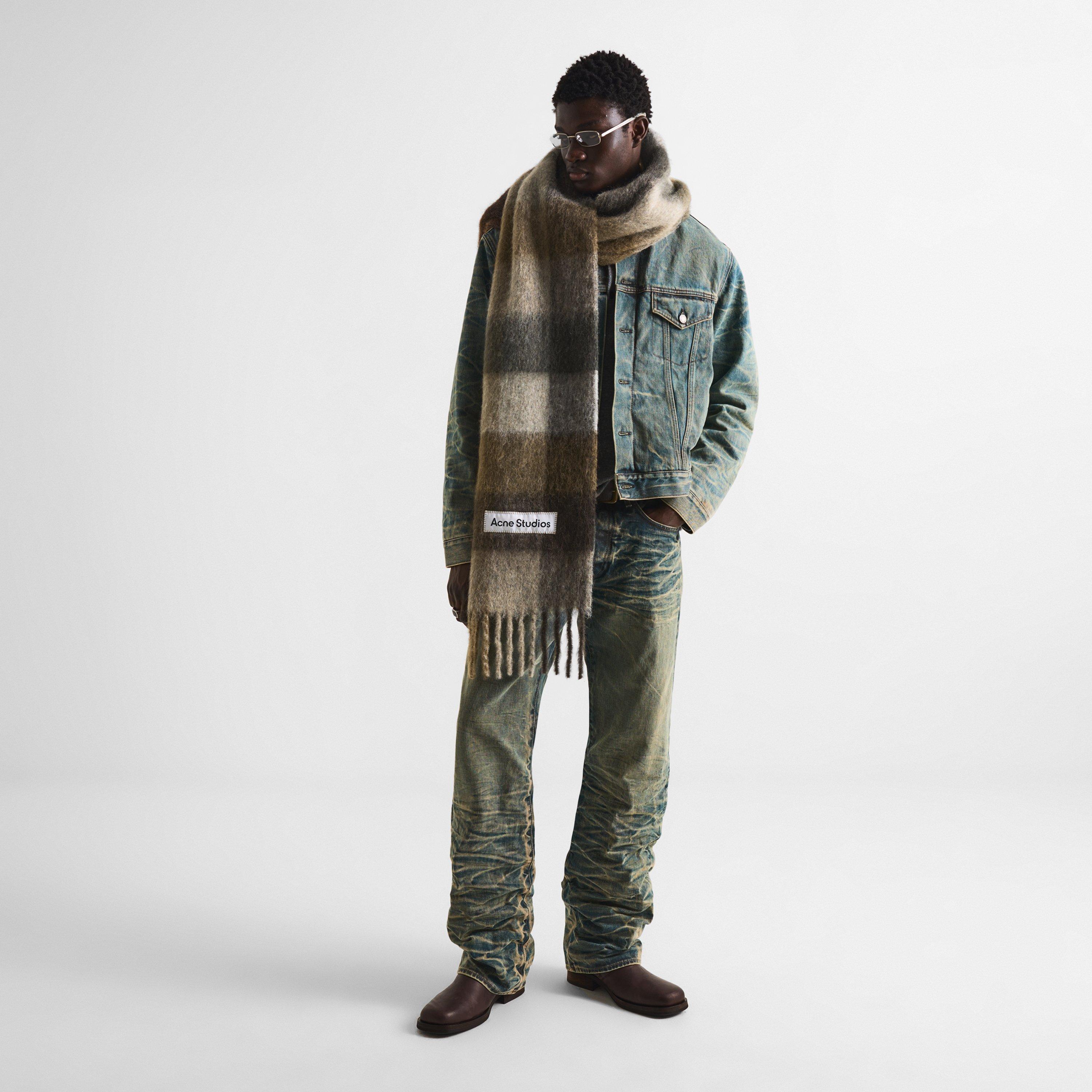 Brown - Acne Studios - Men's Vally Striped Wool Knitted Scarf - 4