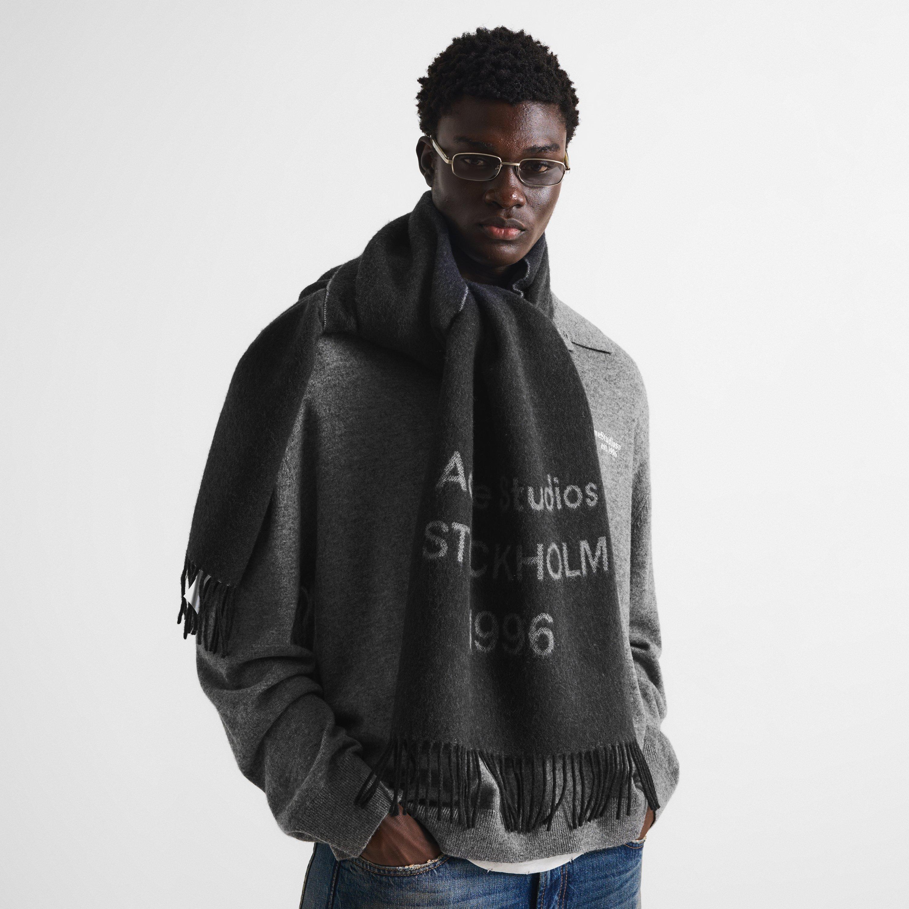 Black - Acne Studios - Men's Venus 1996 Wool Jacquard Knitted Scarf - 2