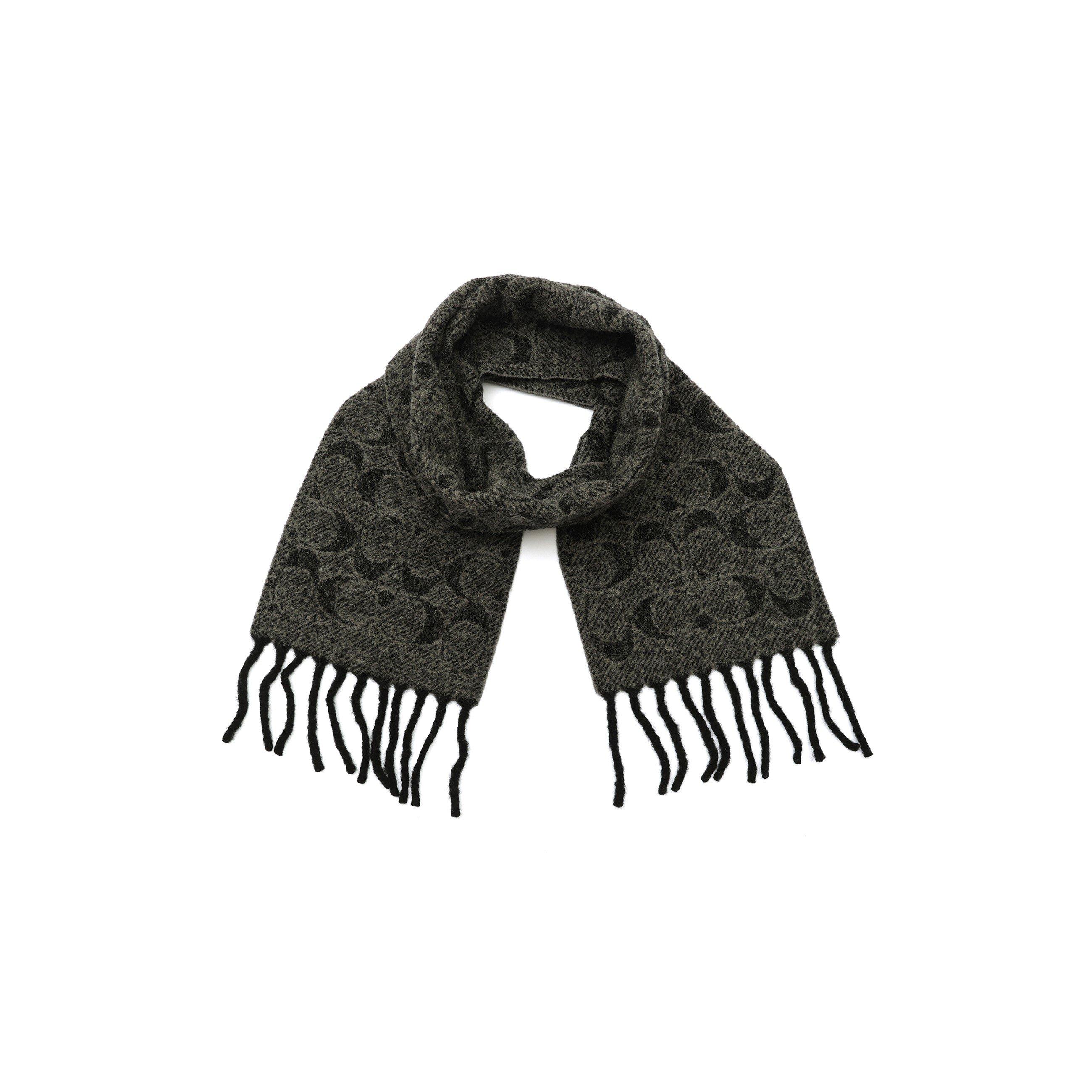 Black - Coach - Womens Signature C Boucle Twill Muffler - 3