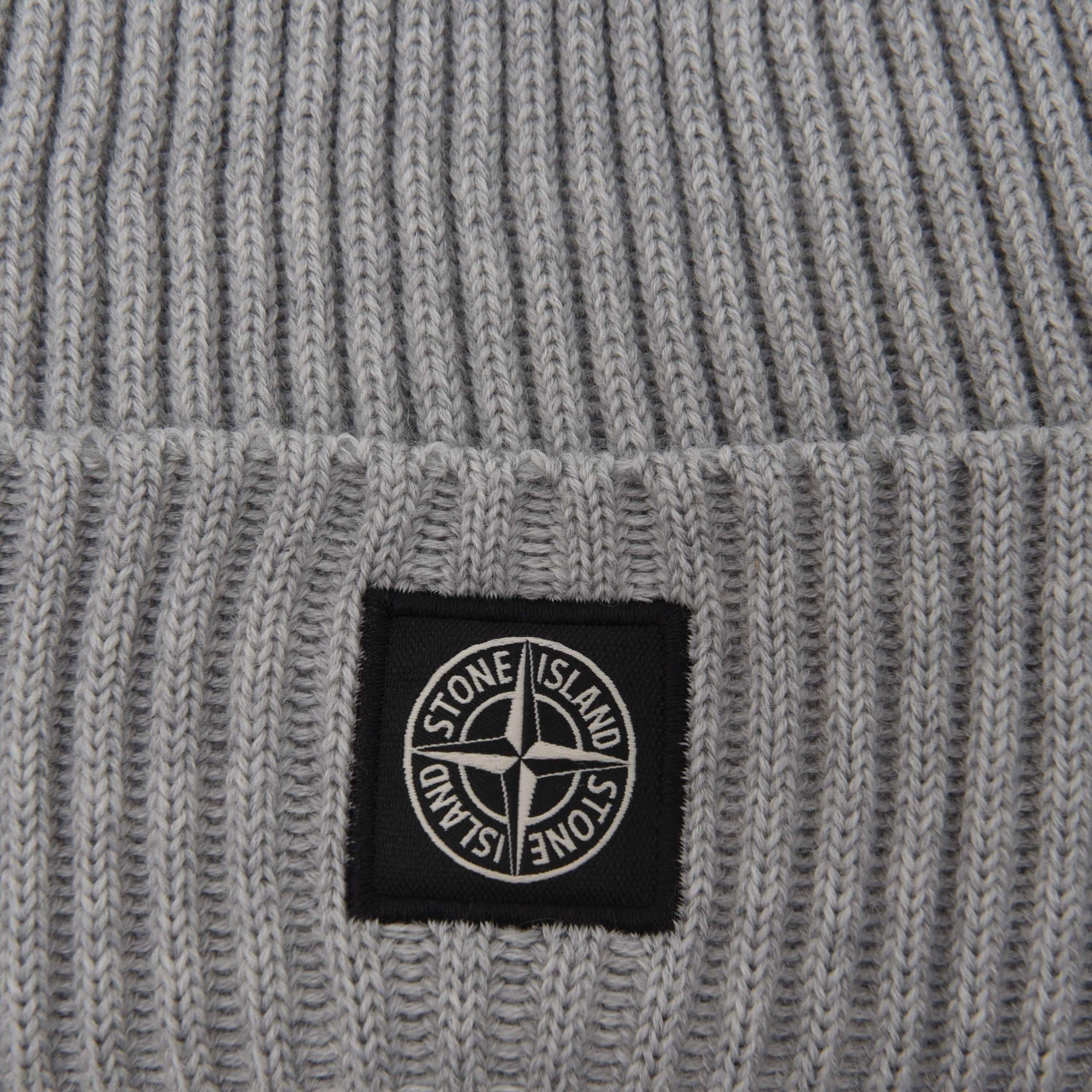 Grey Mel V0M67 - Stone Island - Boys' Plain Wool Beanie - 3