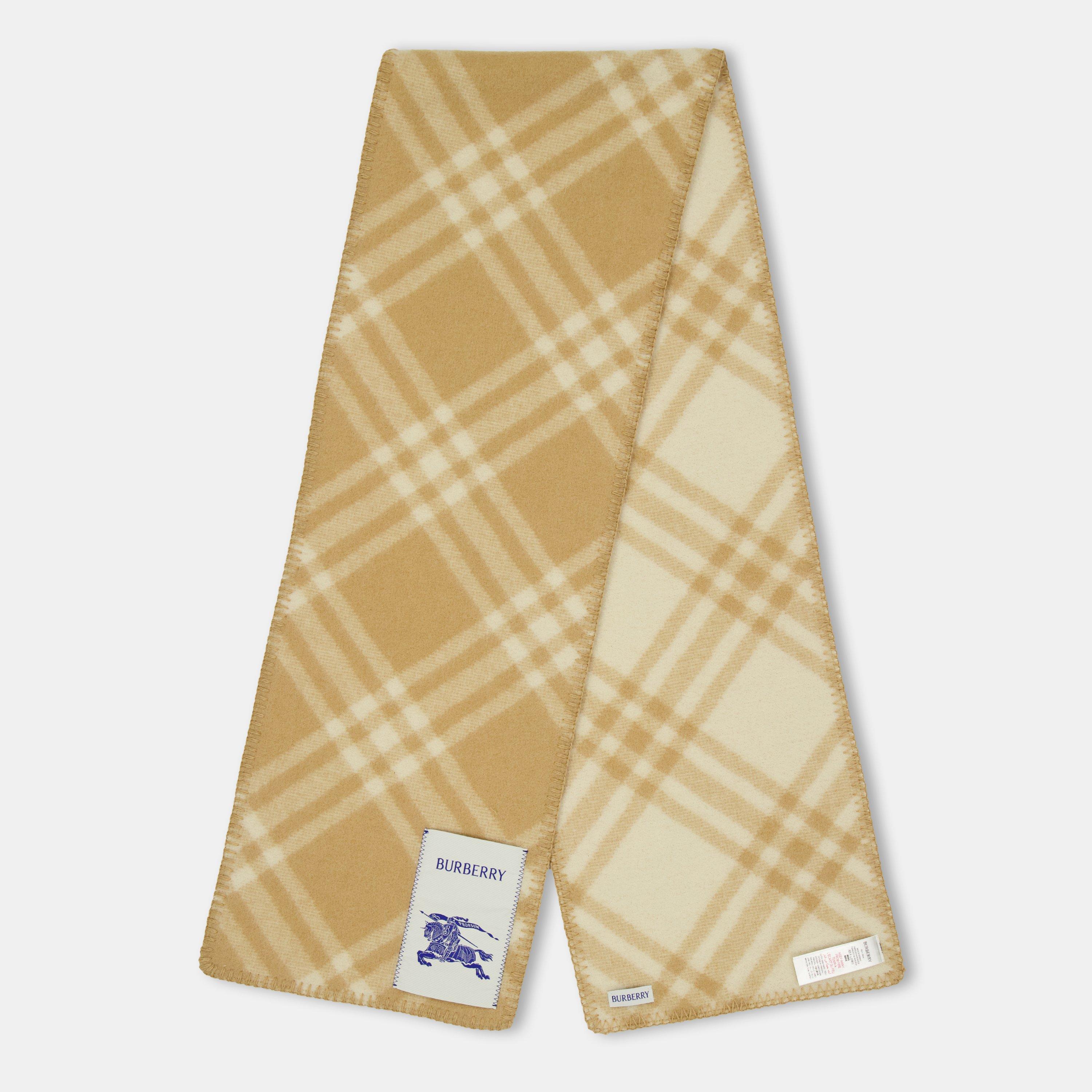 Sand - Burberry - Women's Burb Tri Fold Bar Check Midweight Scarf - 1