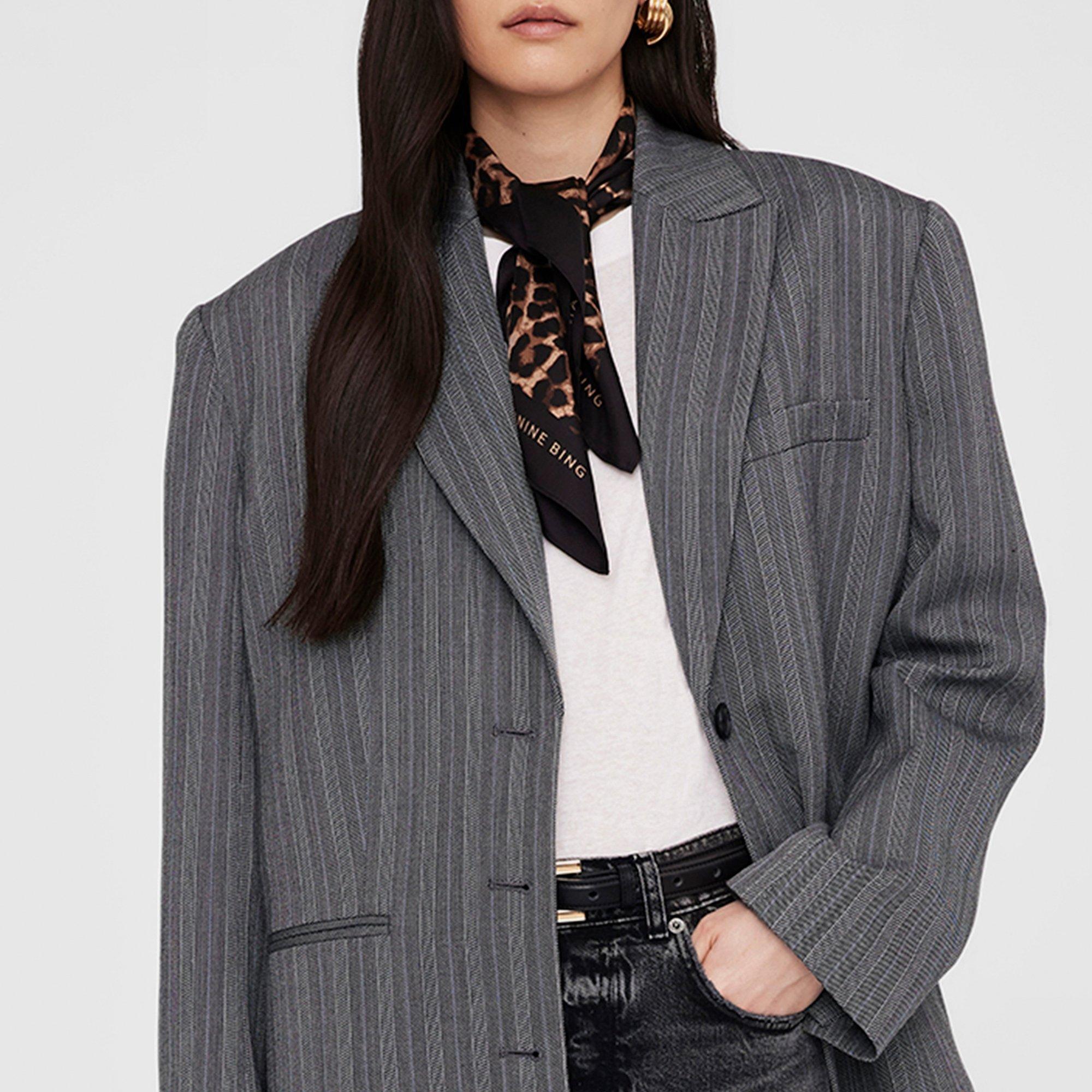  Black/Brown - Anine Bing - Womens York Leopard Print Scarf - 2