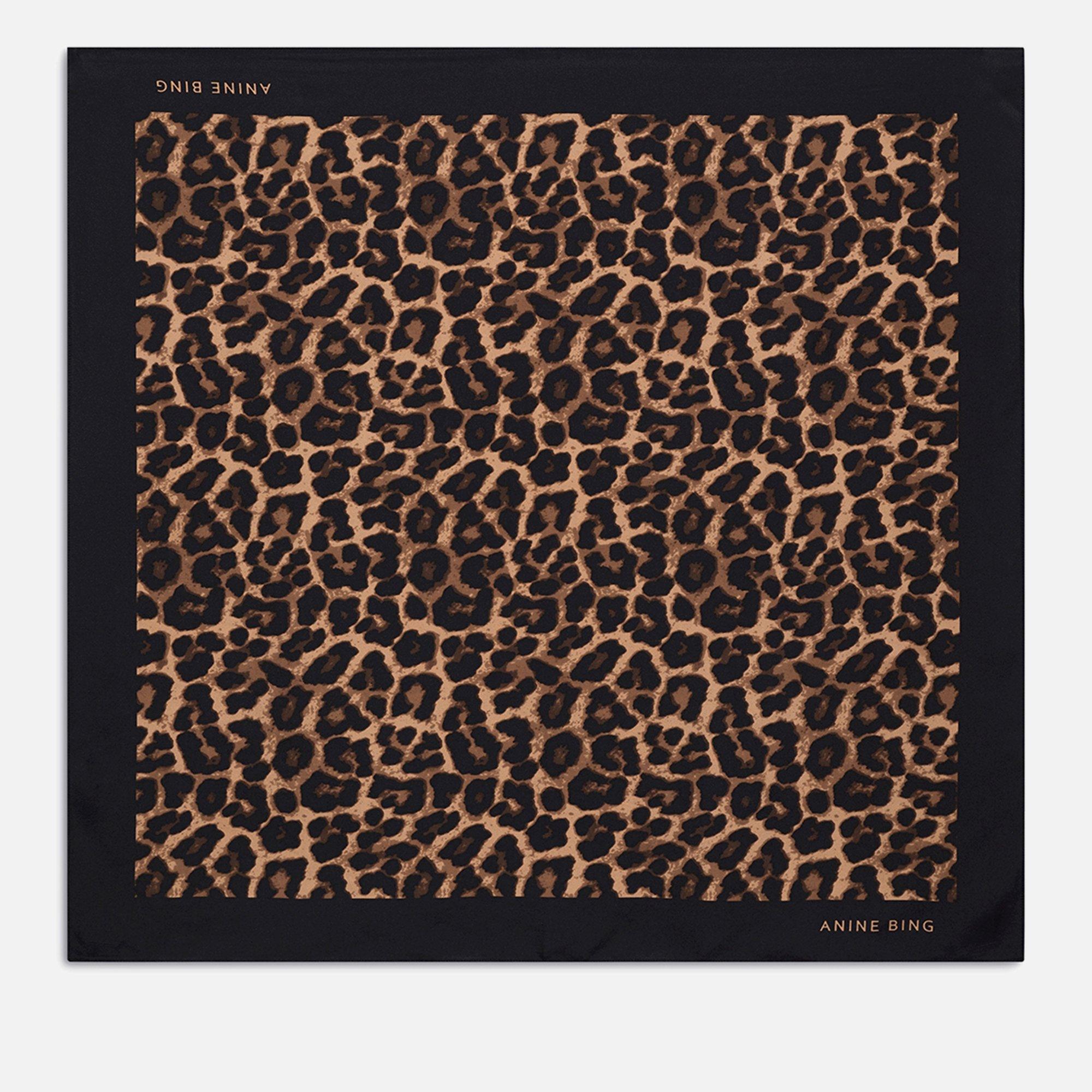  Black/Brown - Anine Bing - Womens York Leopard Print Scarf - 3