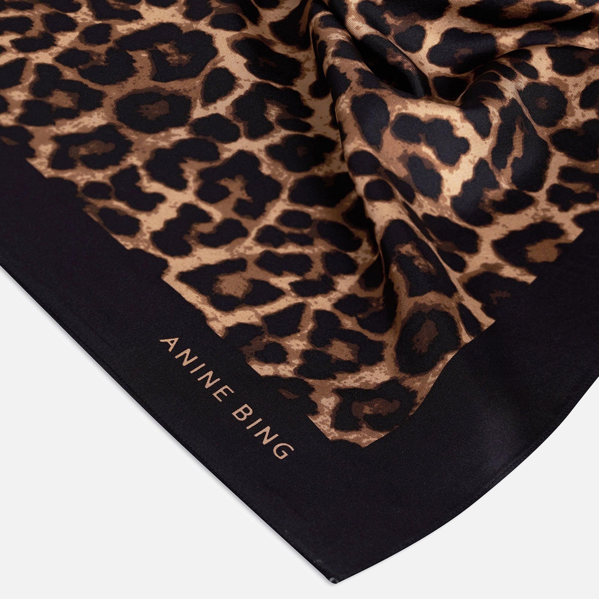  Black/Brown - Anine Bing - Womens York Leopard Print Scarf - 4