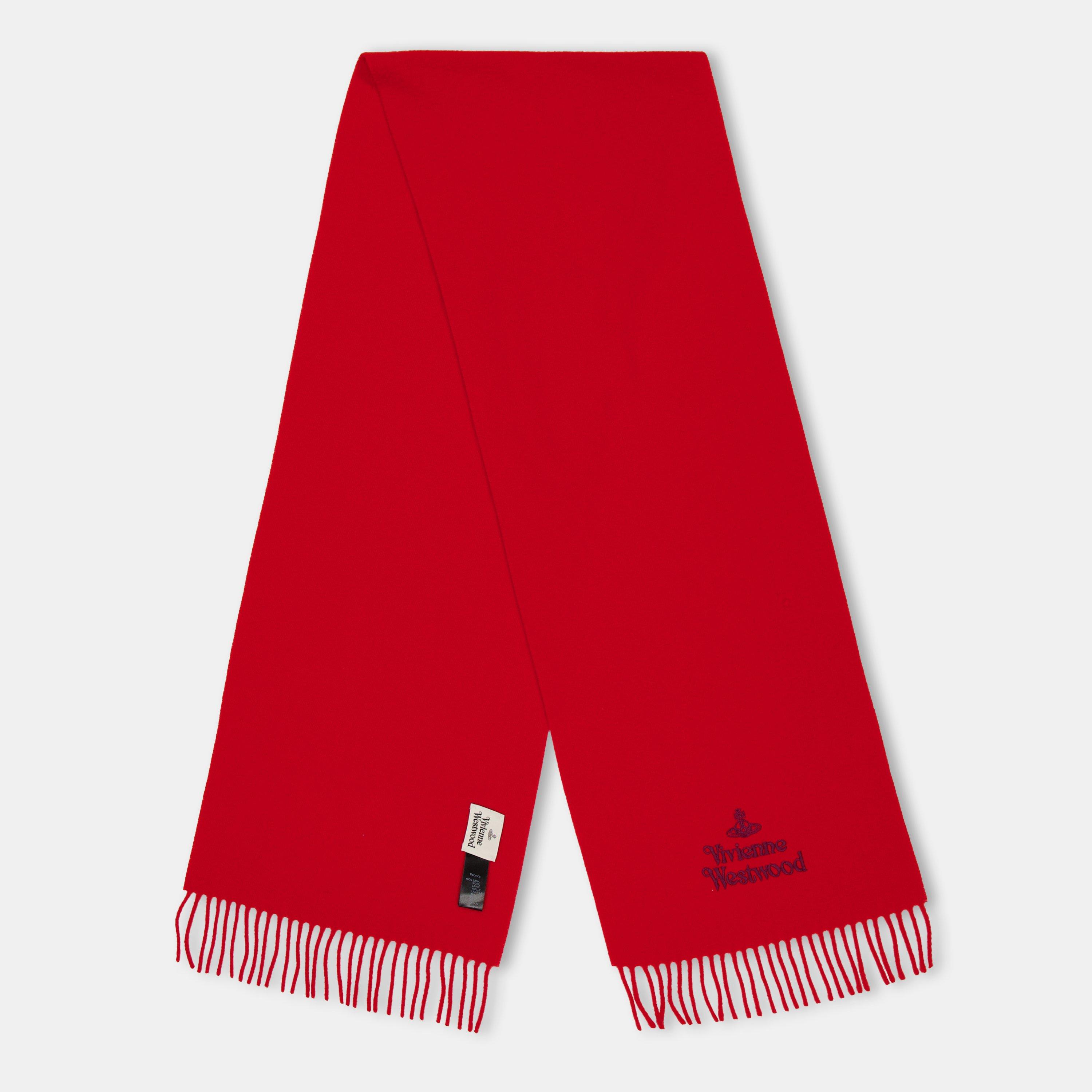 Red - Vivienne Westwood - Women's Viv Embroidered Logo Scarf - 1