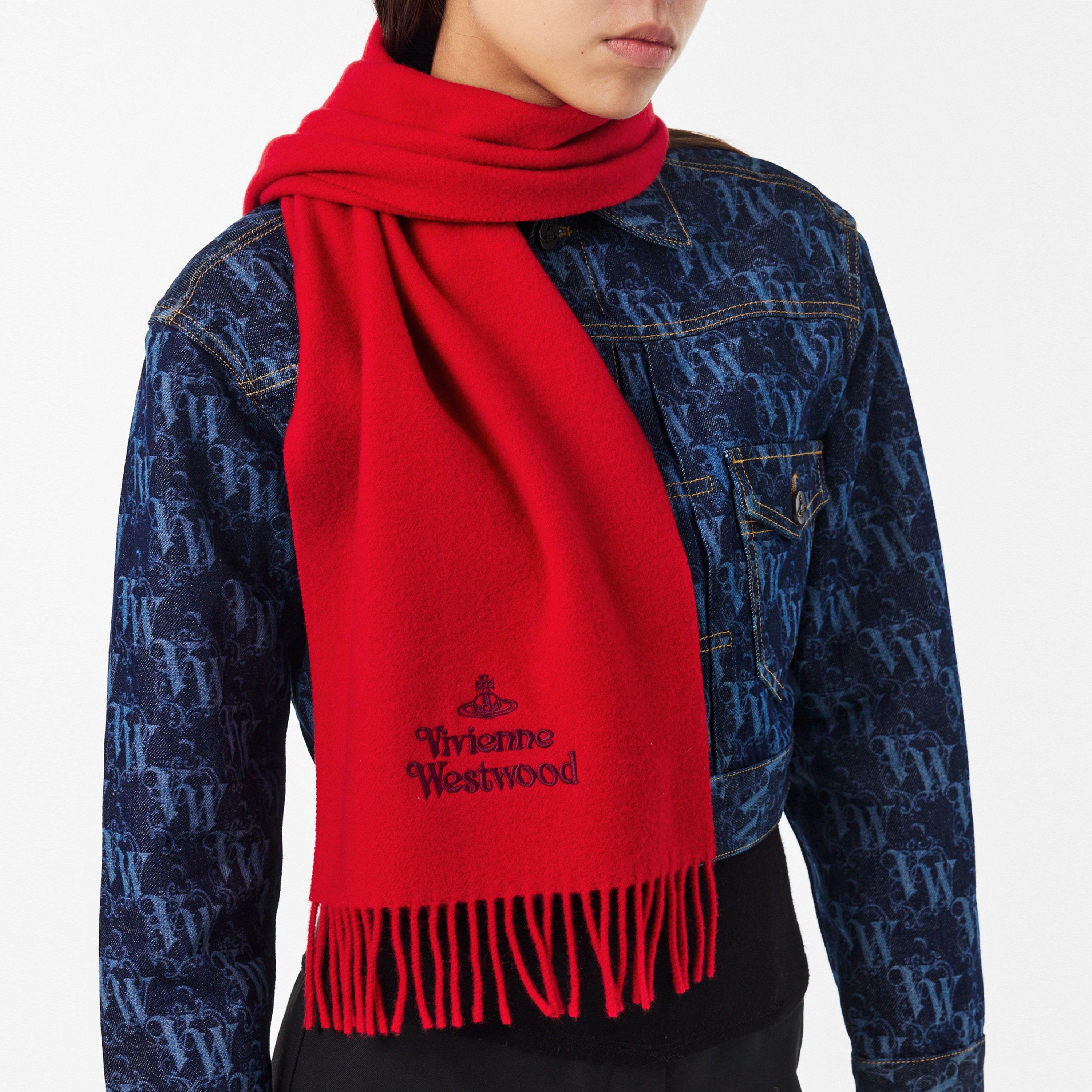 Red - Vivienne Westwood - Women's Viv Embroidered Logo Scarf - 2