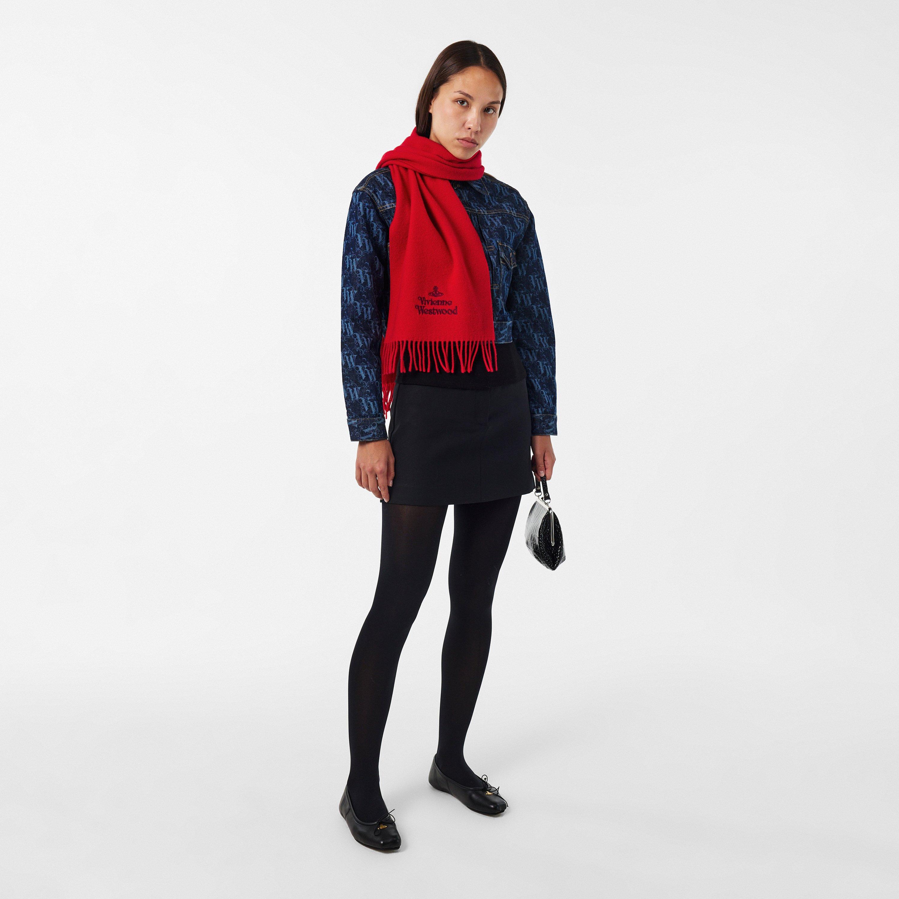 Red - Vivienne Westwood - Women's Viv Embroidered Logo Scarf - 4