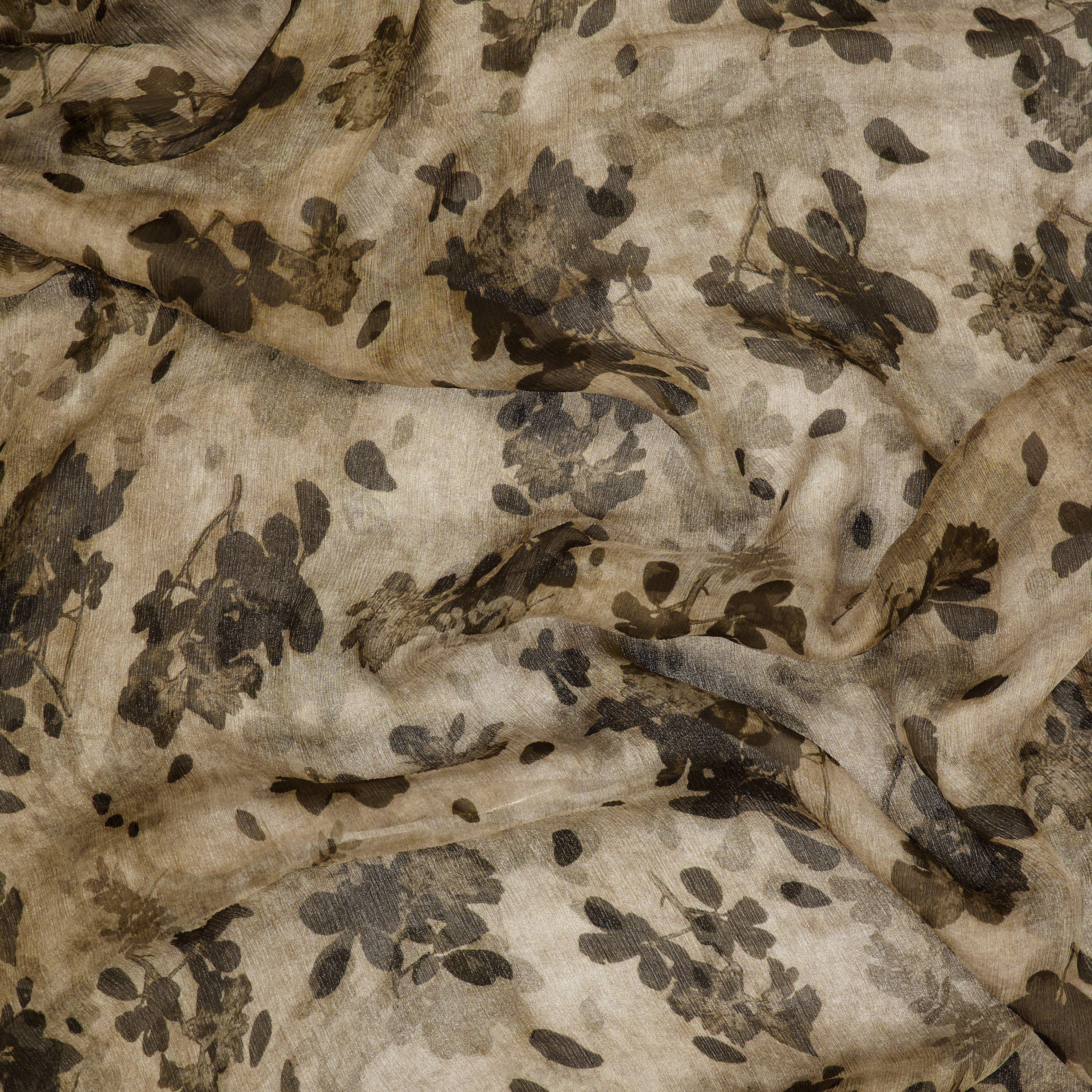 Tan/Brown - Uma Wang - Women's Floral Silk Scarf - 4