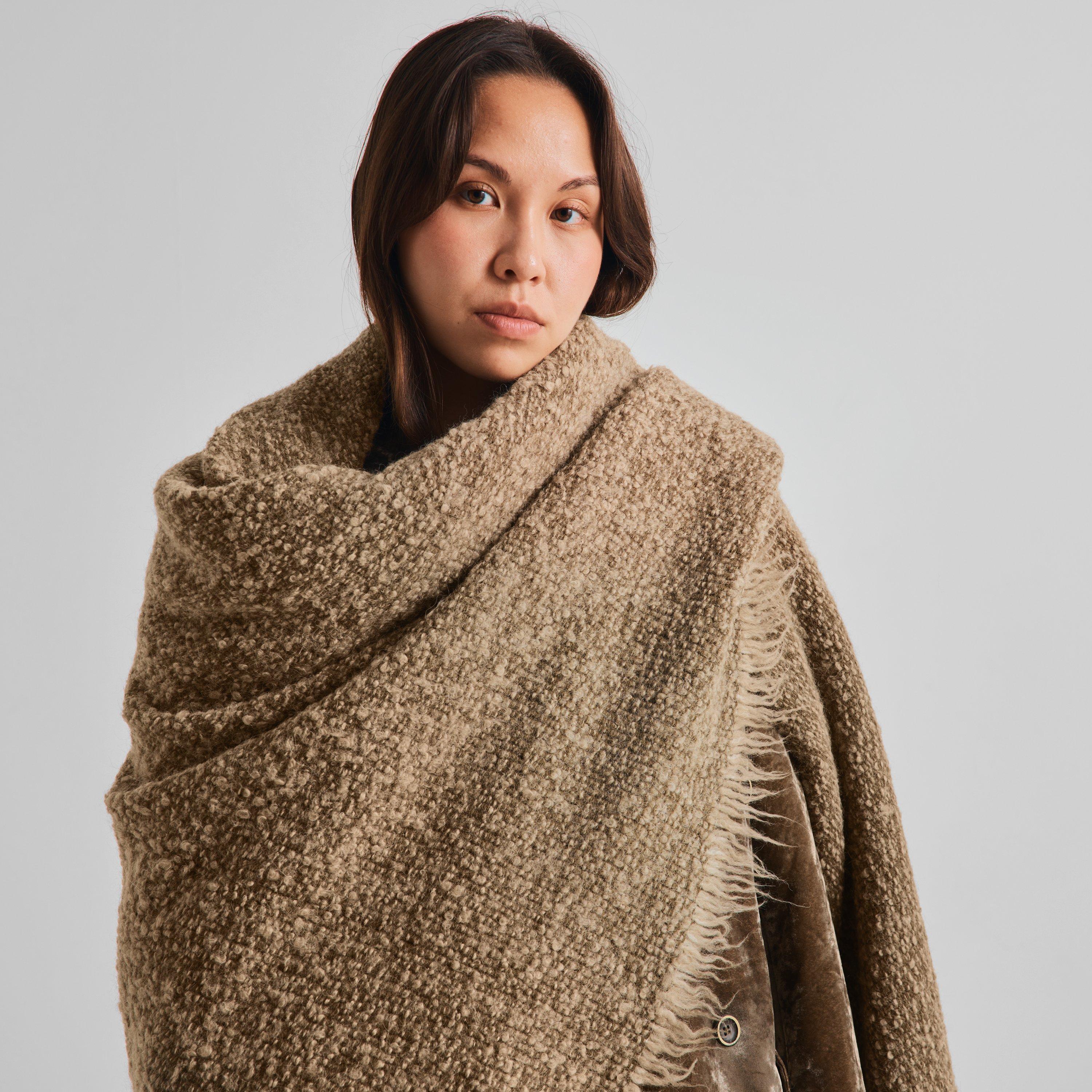 Tan - Uma Wang - Women's Wool Midweight Scarf - 2