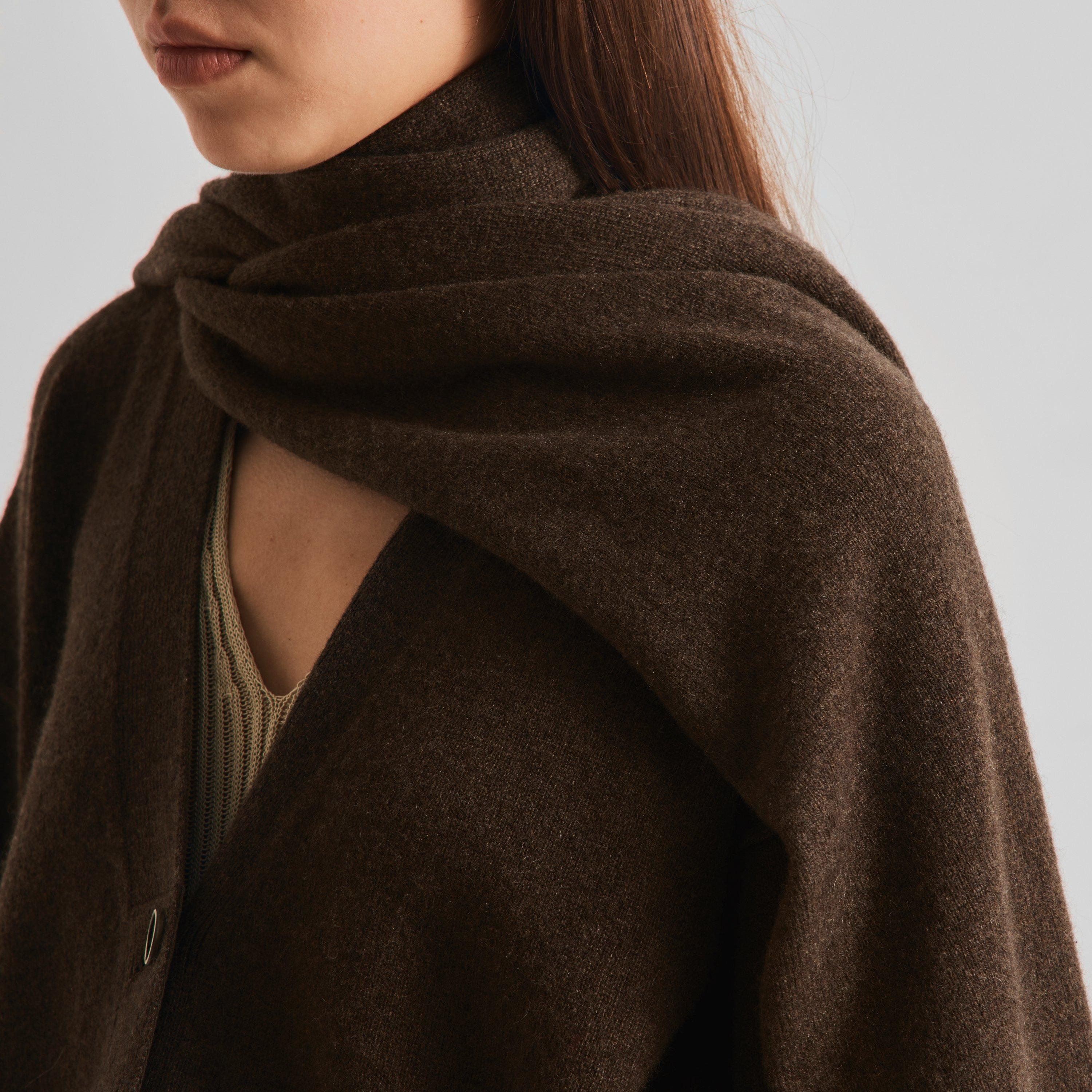 Brown/Red - Uma Wang - Women's Wool Midweight Scarf - 2