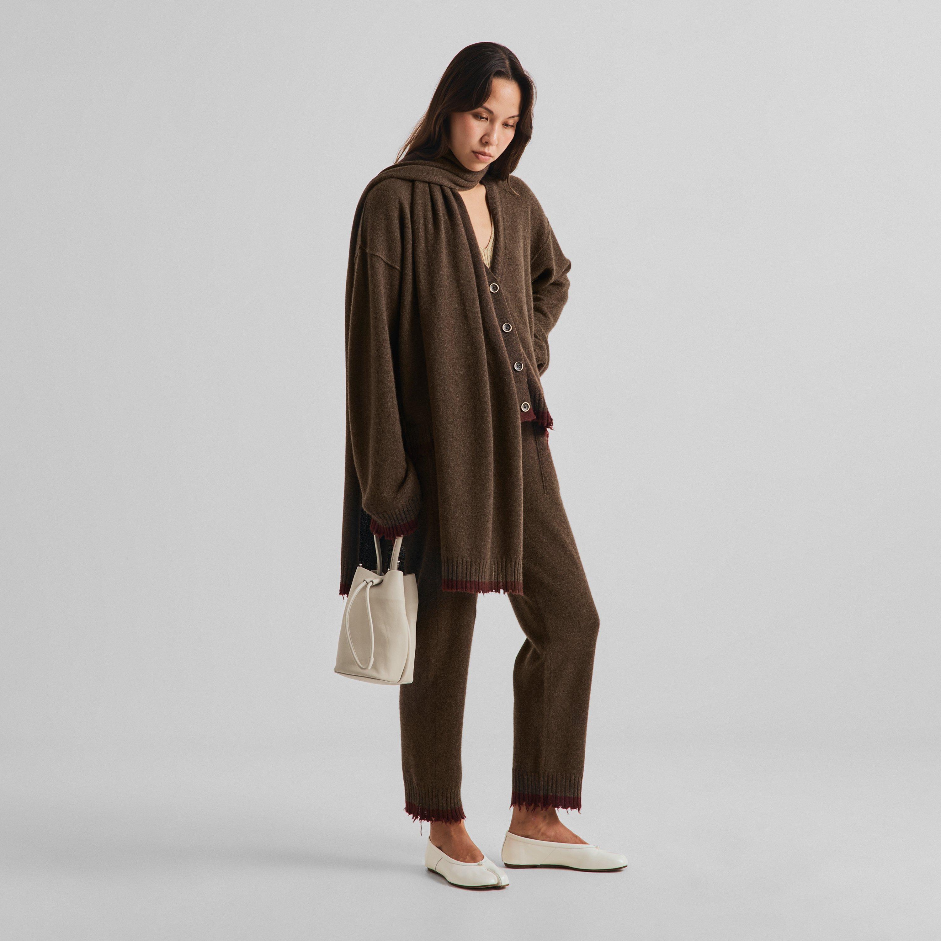 Brown/Red - Uma Wang - Women's Wool Midweight Scarf - 4
