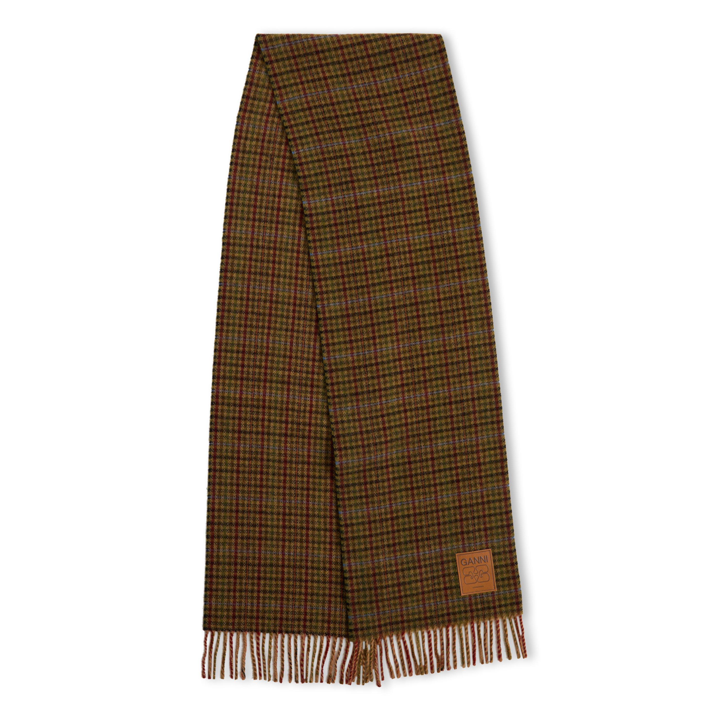 Multicolour - Ganni - Women's Check Wool Midweight Scarf - 1