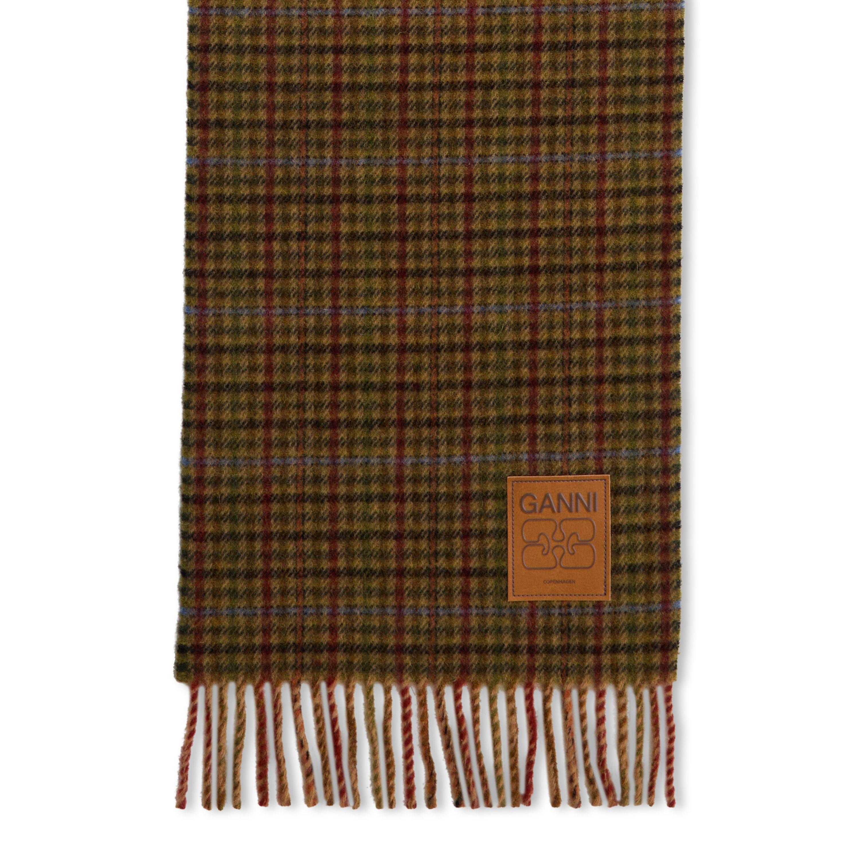 Multicolour - Ganni - Women's Check Wool Midweight Scarf - 2