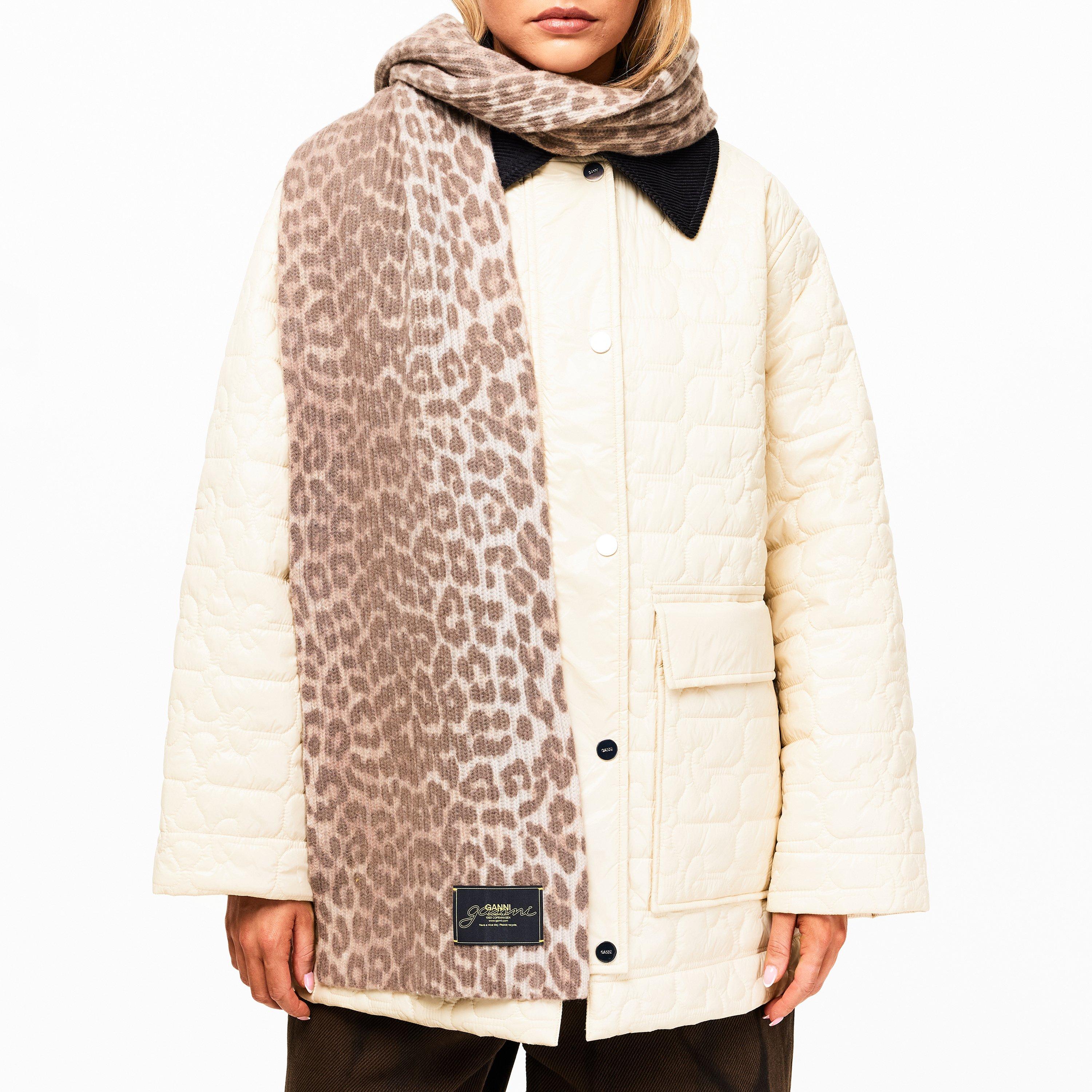 Leopard - Ganni - Women's Wool Knit Midweight Scarf - 2