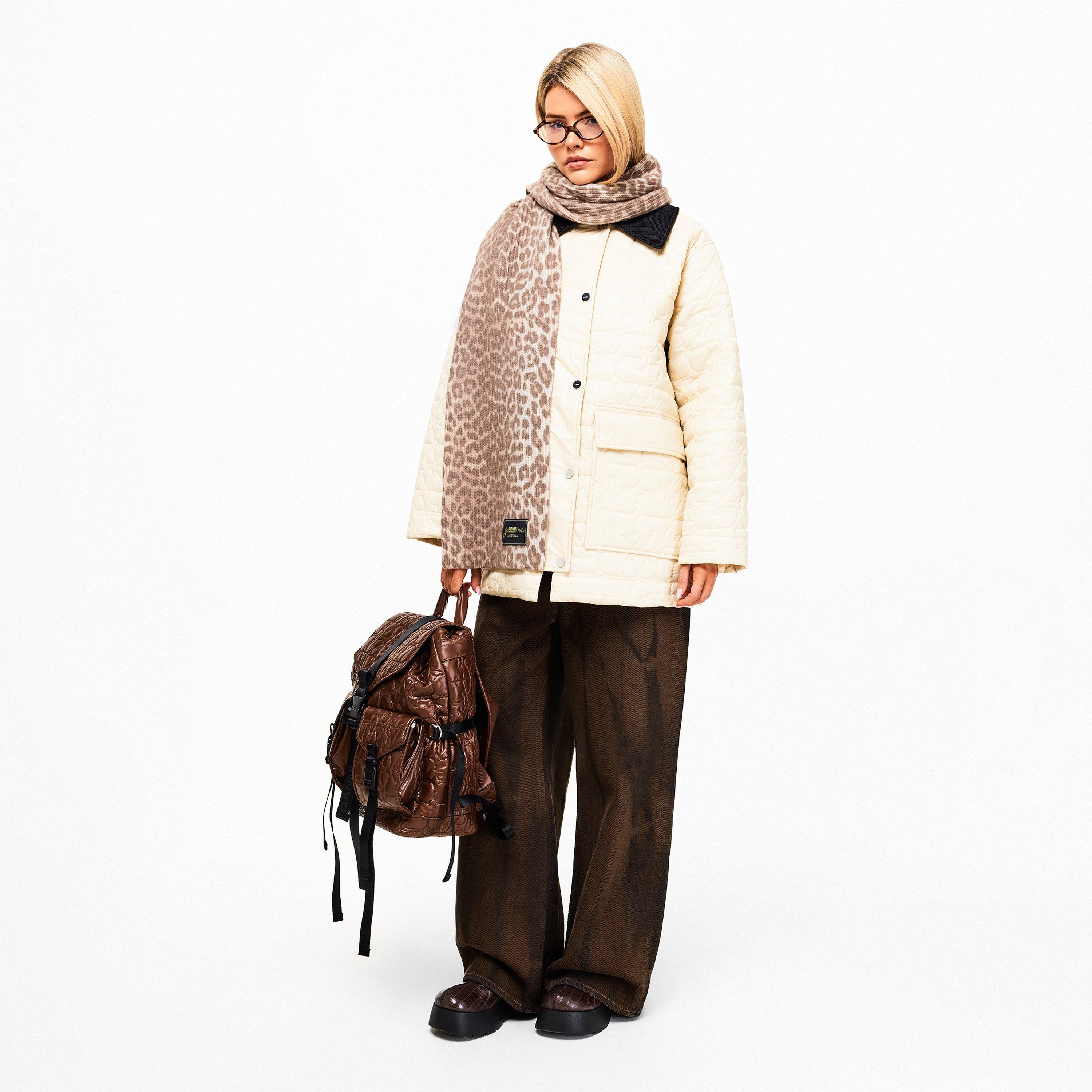 Leopard - Ganni - Women's Wool Knit Midweight Scarf - 4