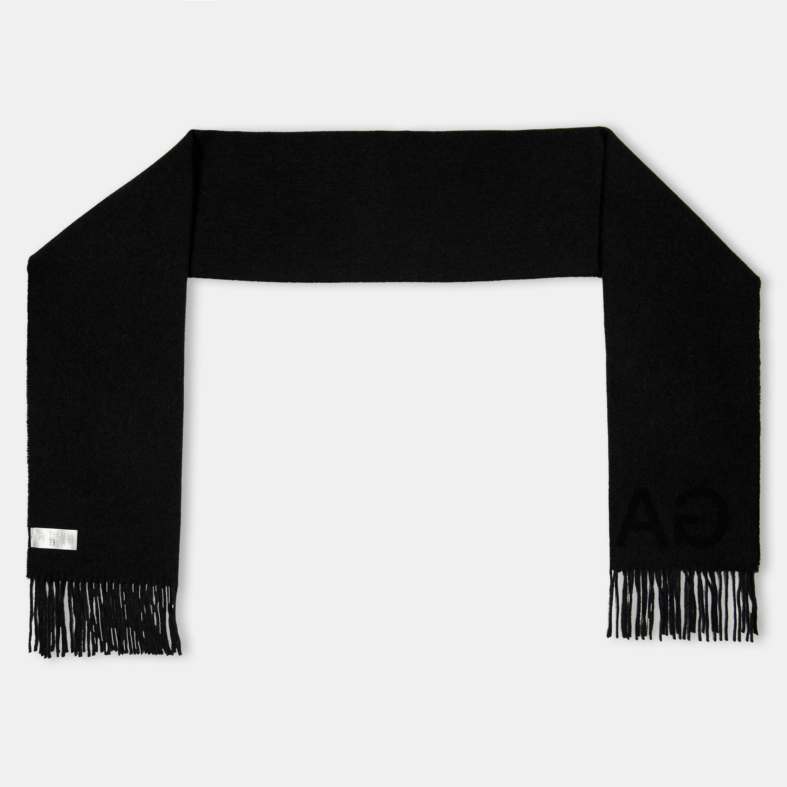 Black - Ganni - Women's Fringed Midweight Scarf - 2