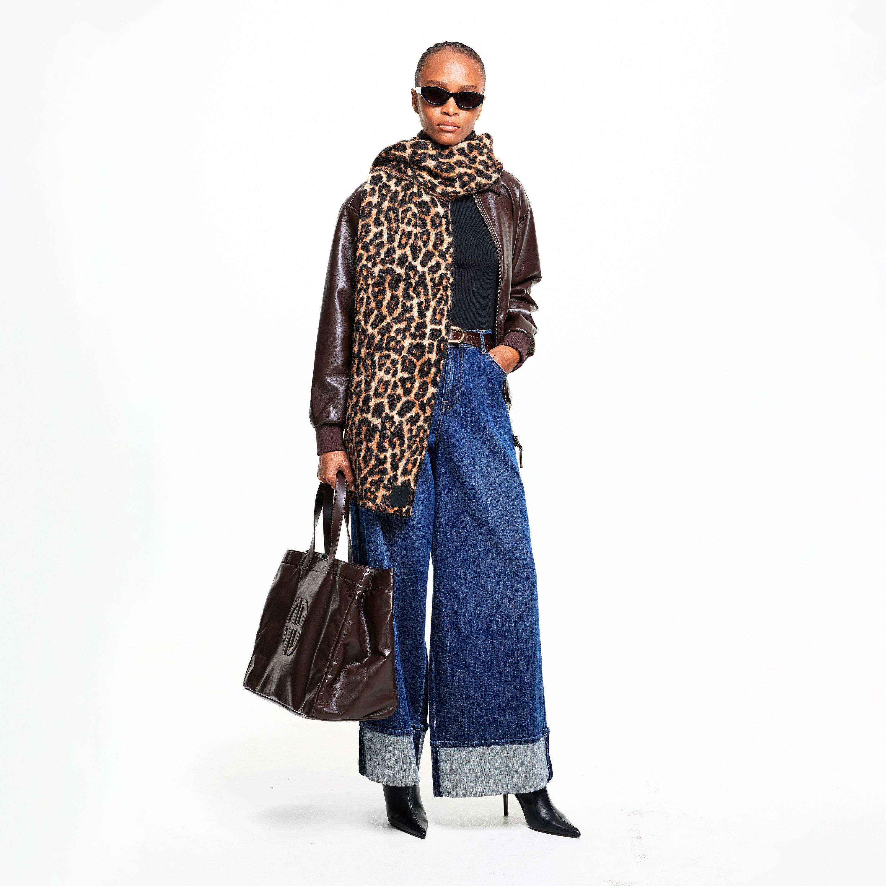 Black Brown - Anine Bing - Women's Soft Midweight Scarf - 4