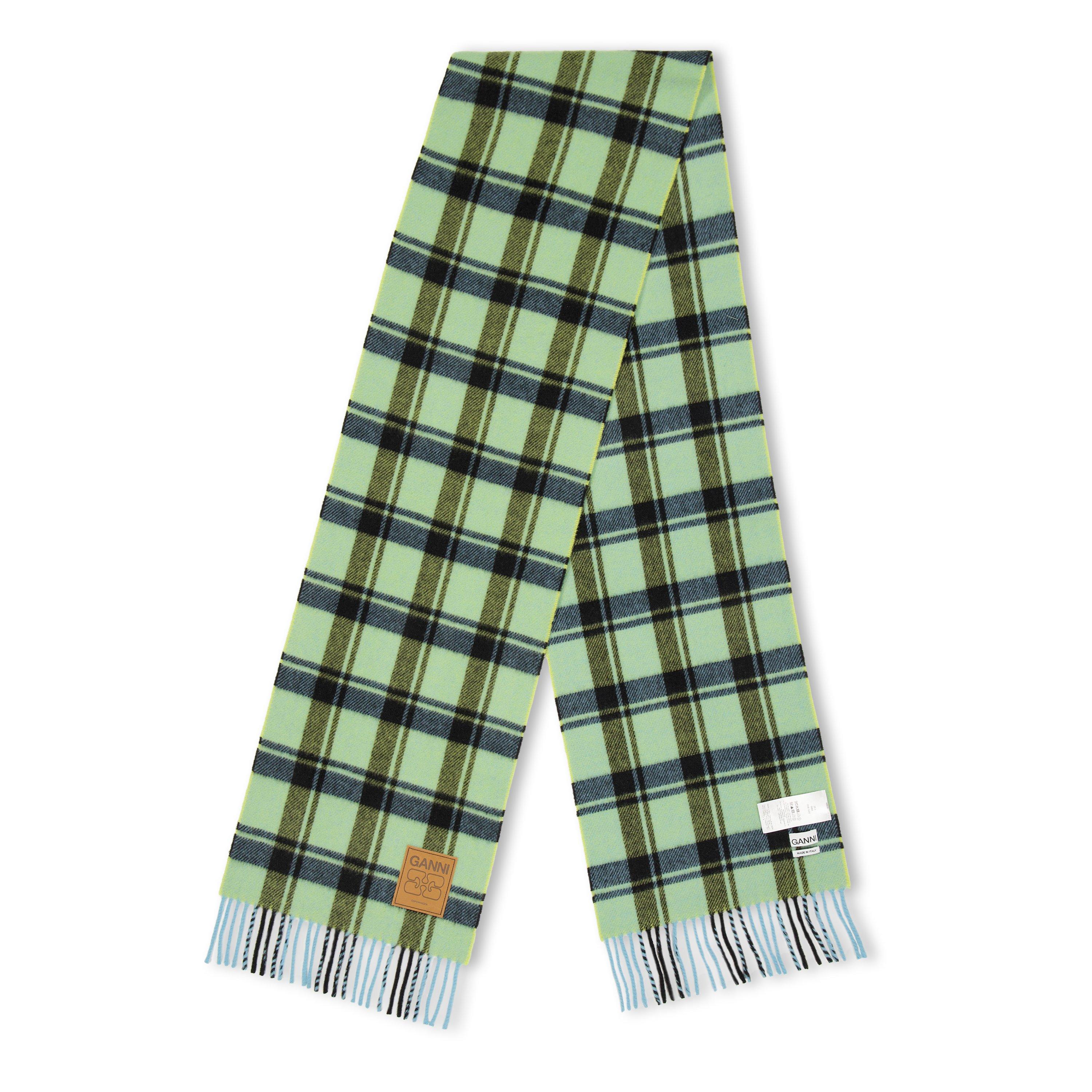 Ganni Women's Double Wool Check Midweight Scarf - Yellow Pear