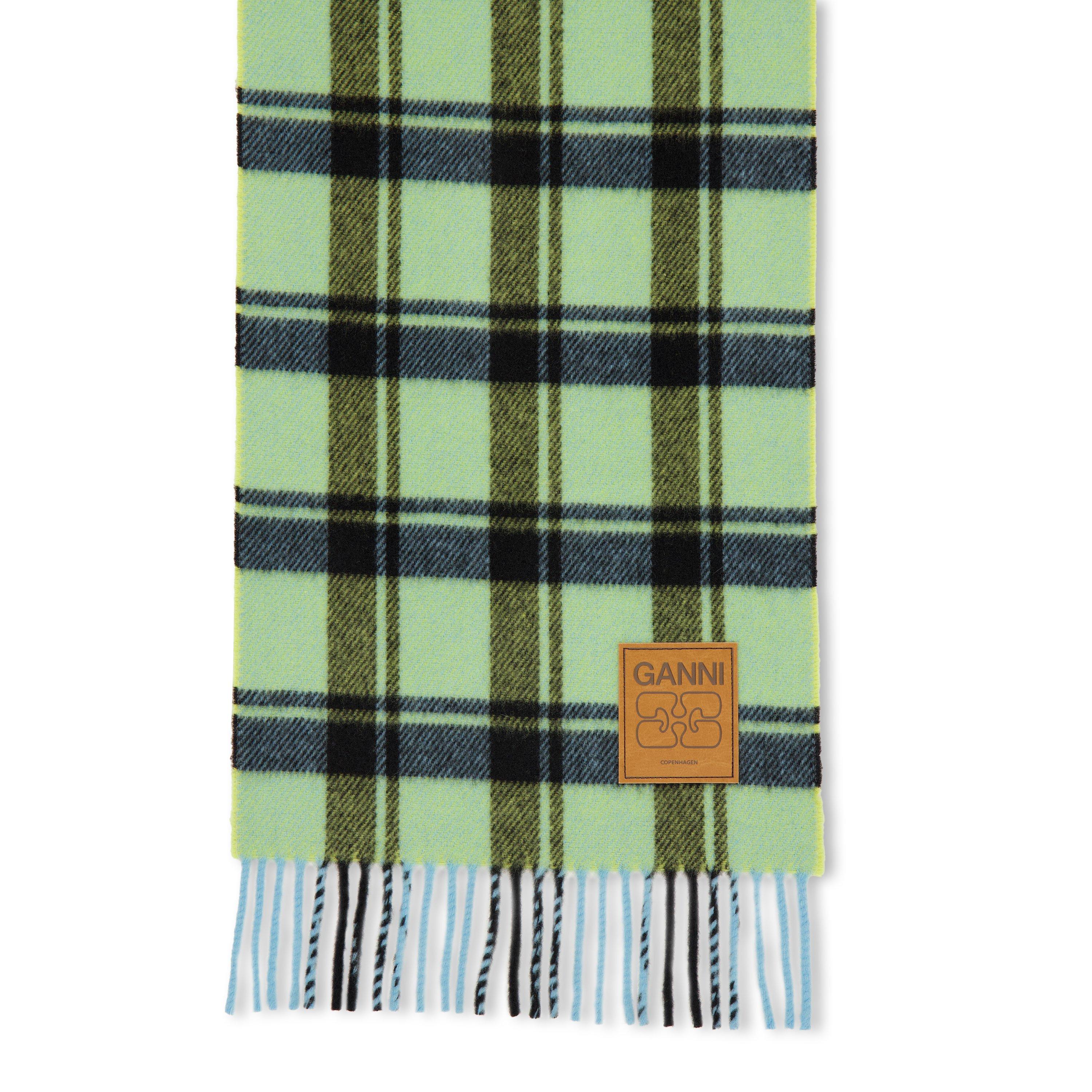 Ganni | Women's Double Wool Check Midweight Scarf | Cruise Fashion