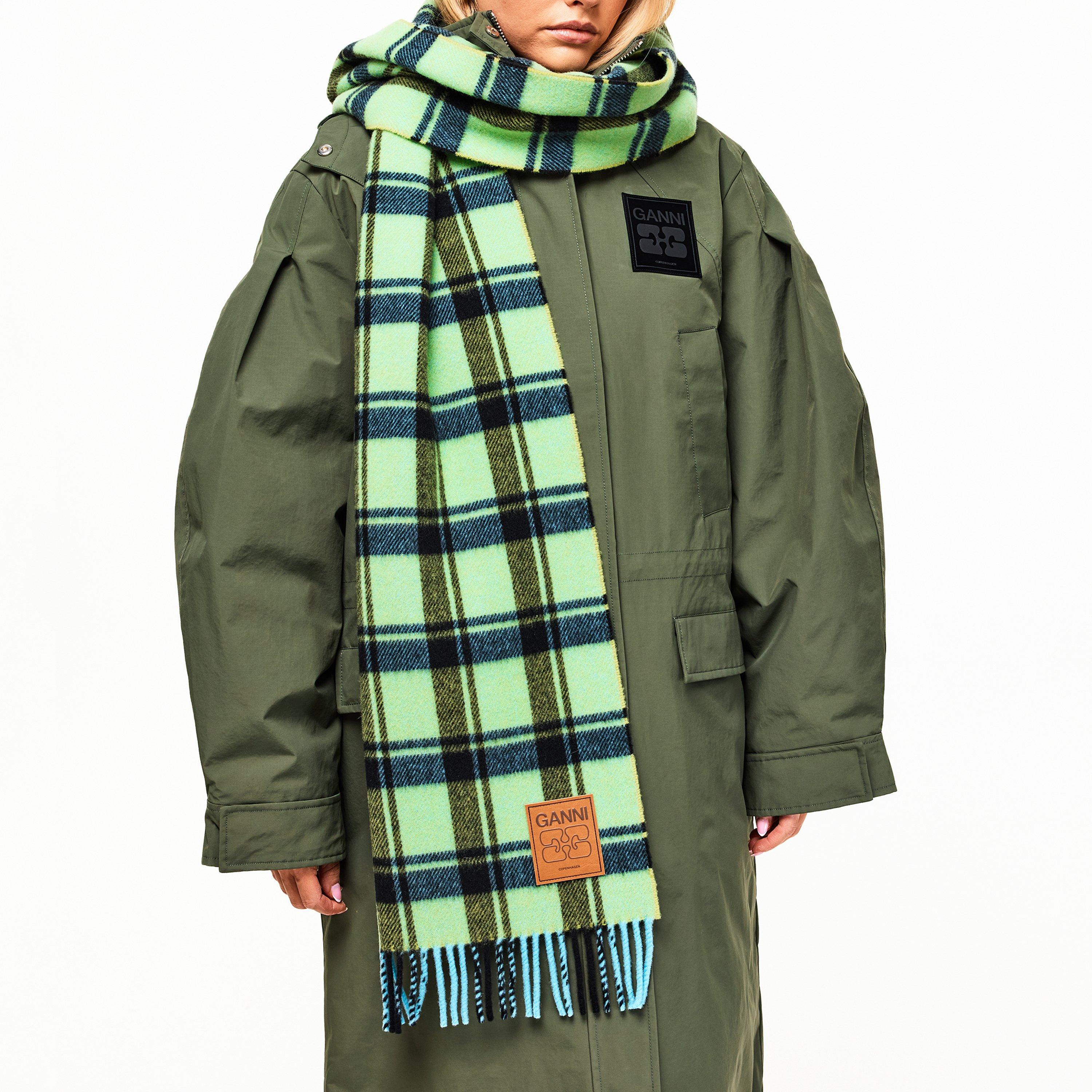 Yellow Pear - Ganni - Women's Double Wool Check Midweight Scarf - 3