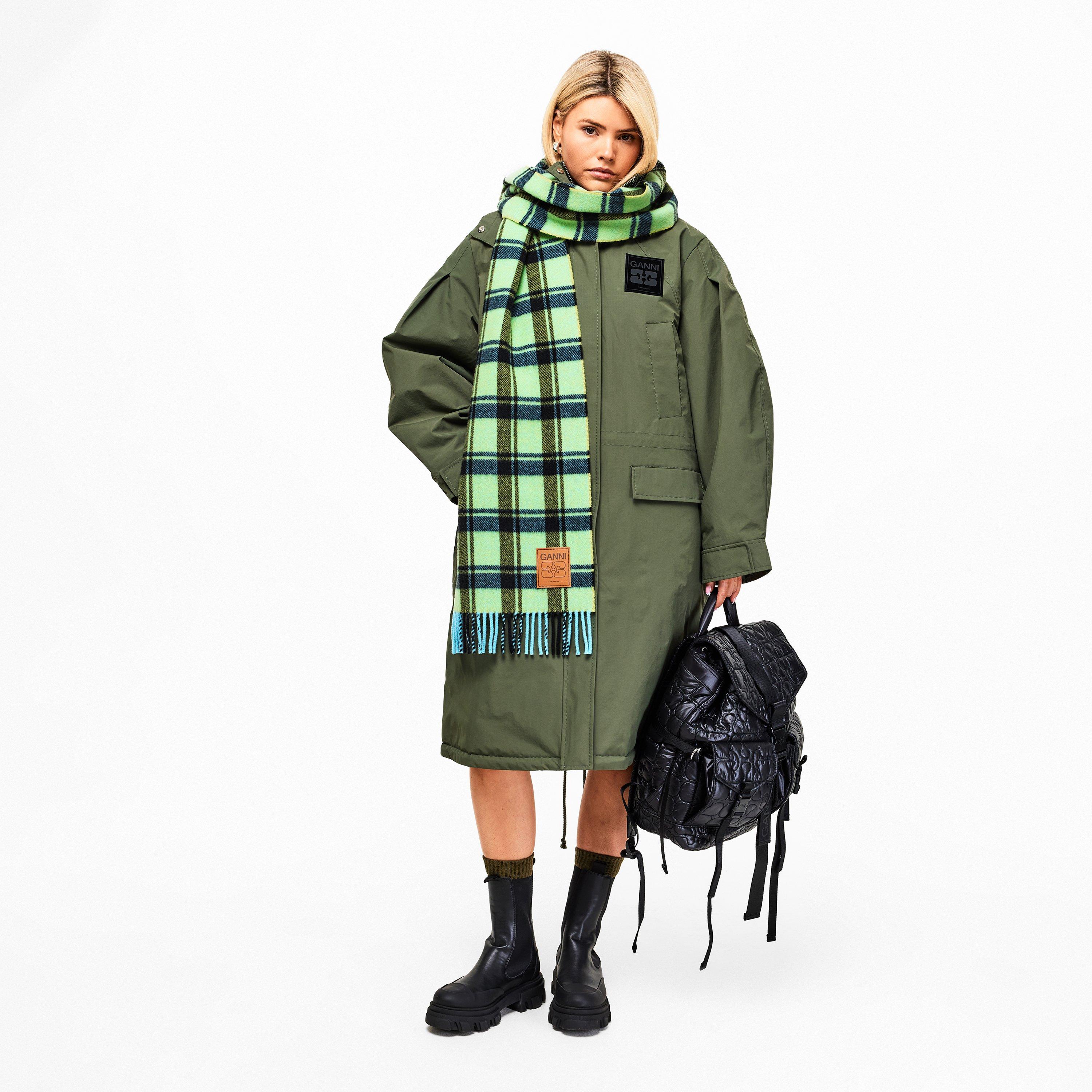 Yellow Pear - Ganni - Women's Double Wool Check Midweight Scarf - 4