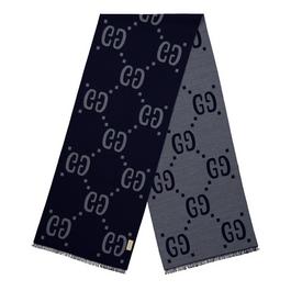 Gucci MenS Jacquard Wool Gg Scarf