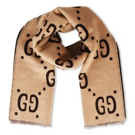 Gucci MenS Jacquard Wool Gg Scarf