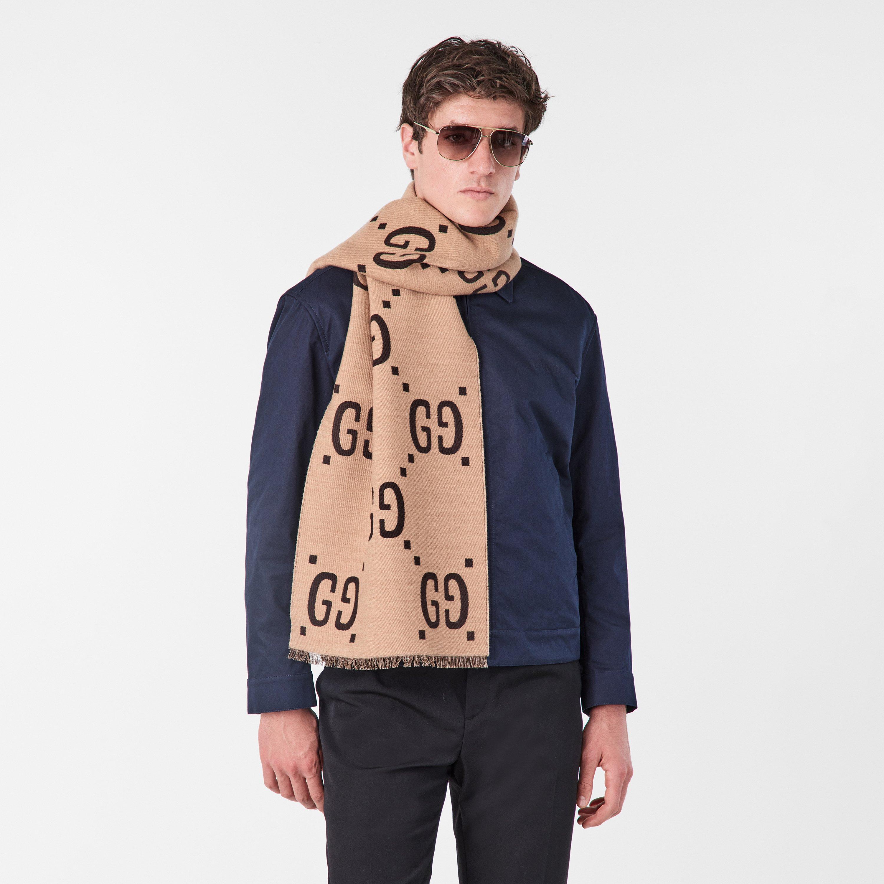 Gucci | Men's Jacquard Wool GG Scarf | Cruise Fashion