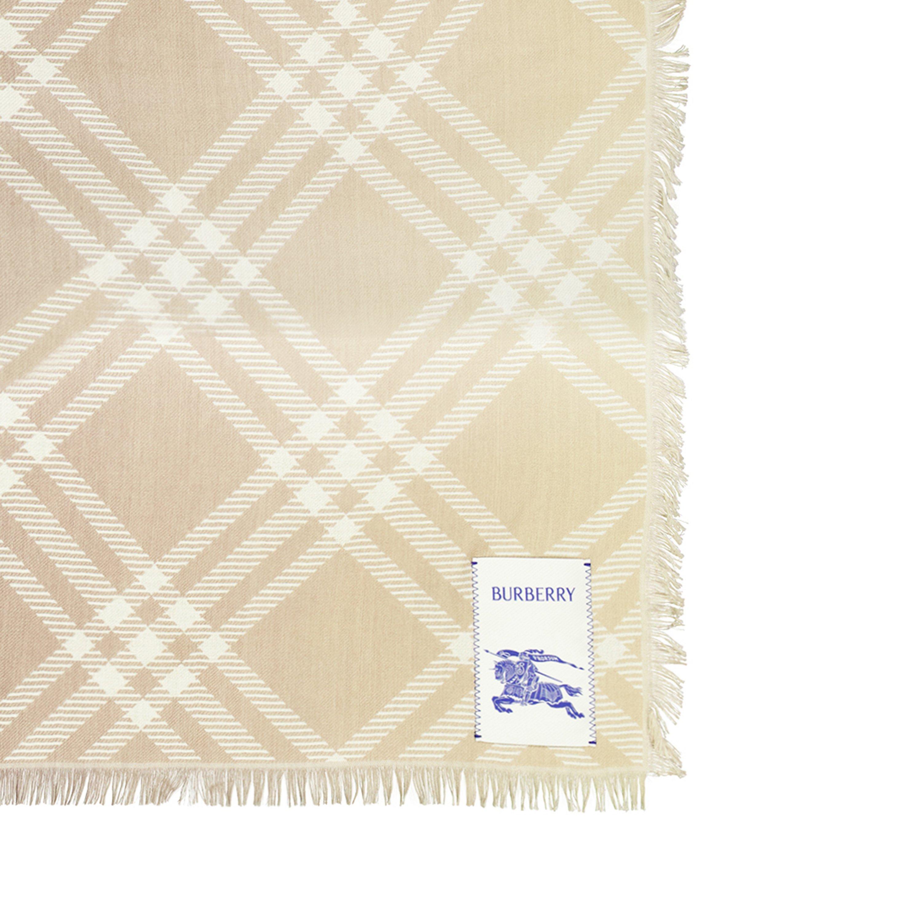 Sand - Burberry - Women's Wool Silk Midweight Scarf - 2