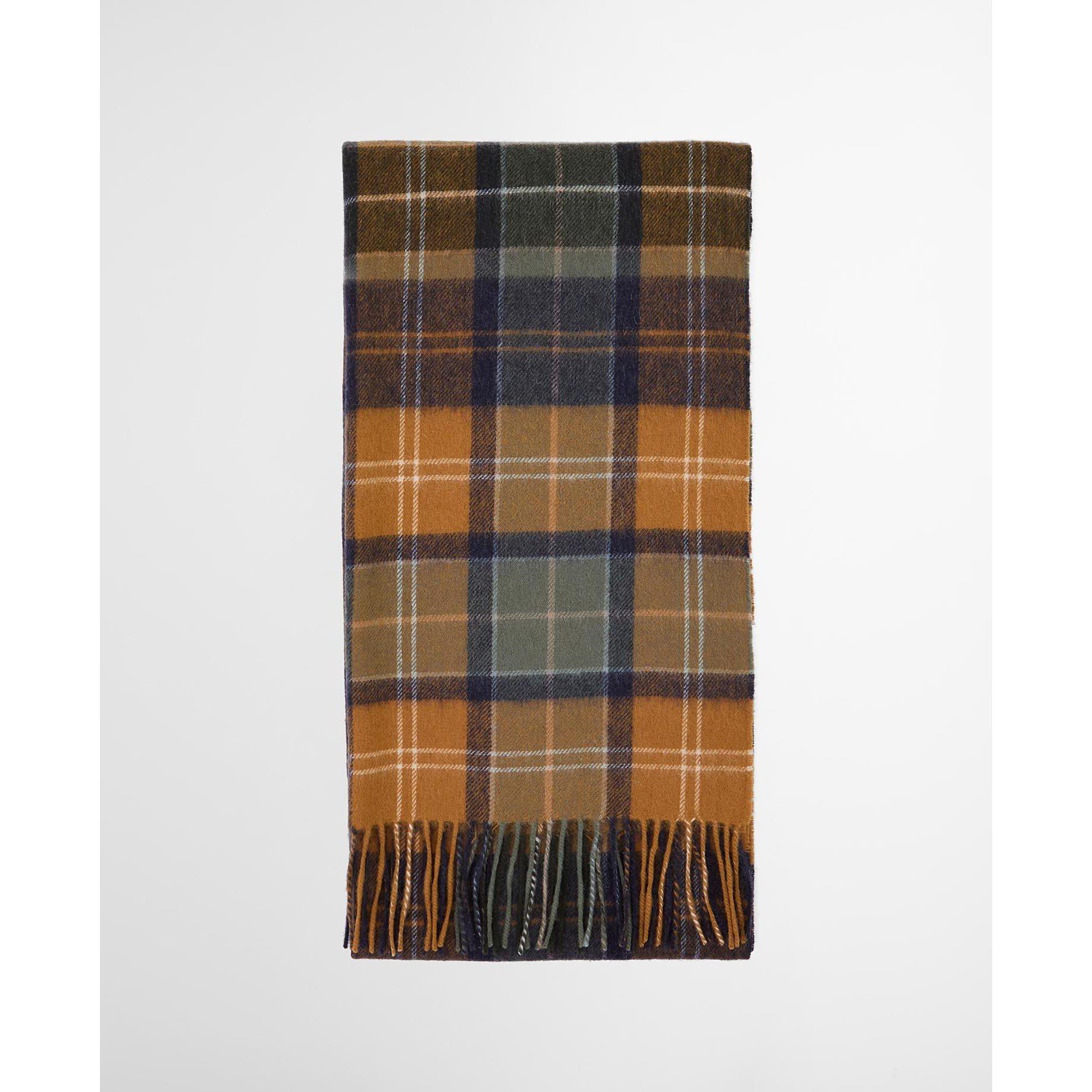 Forest/Brown - Barbour - Brack Patchwork Tartan Wool Scarf - 6