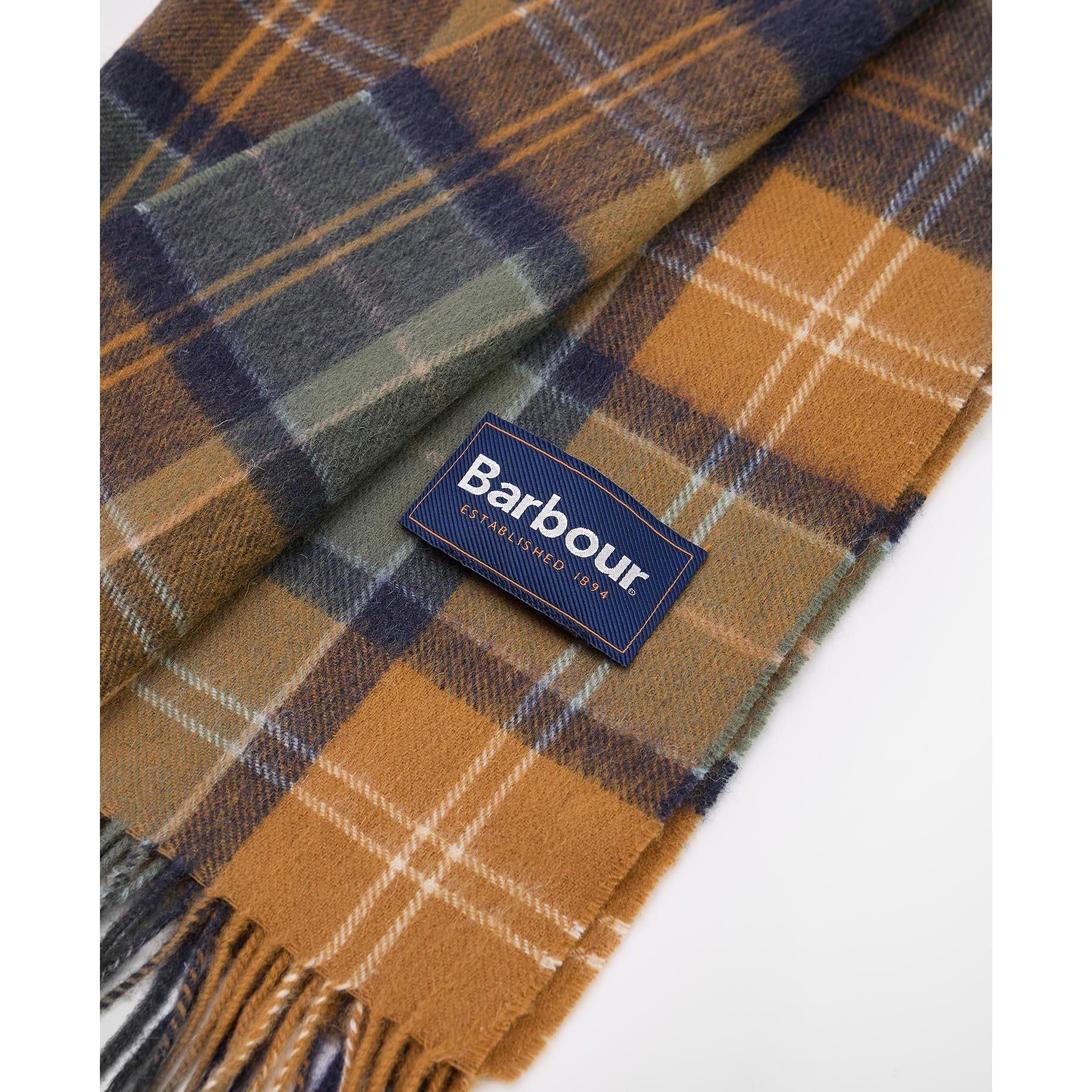 Forest/Brown - Barbour - Brack Patchwork Tartan Wool Scarf - 2