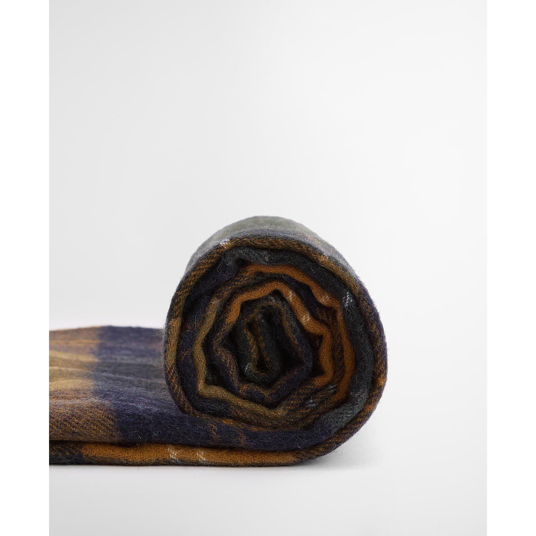 Forest/Brown - Barbour - Brack Patchwork Tartan Wool Scarf - 3