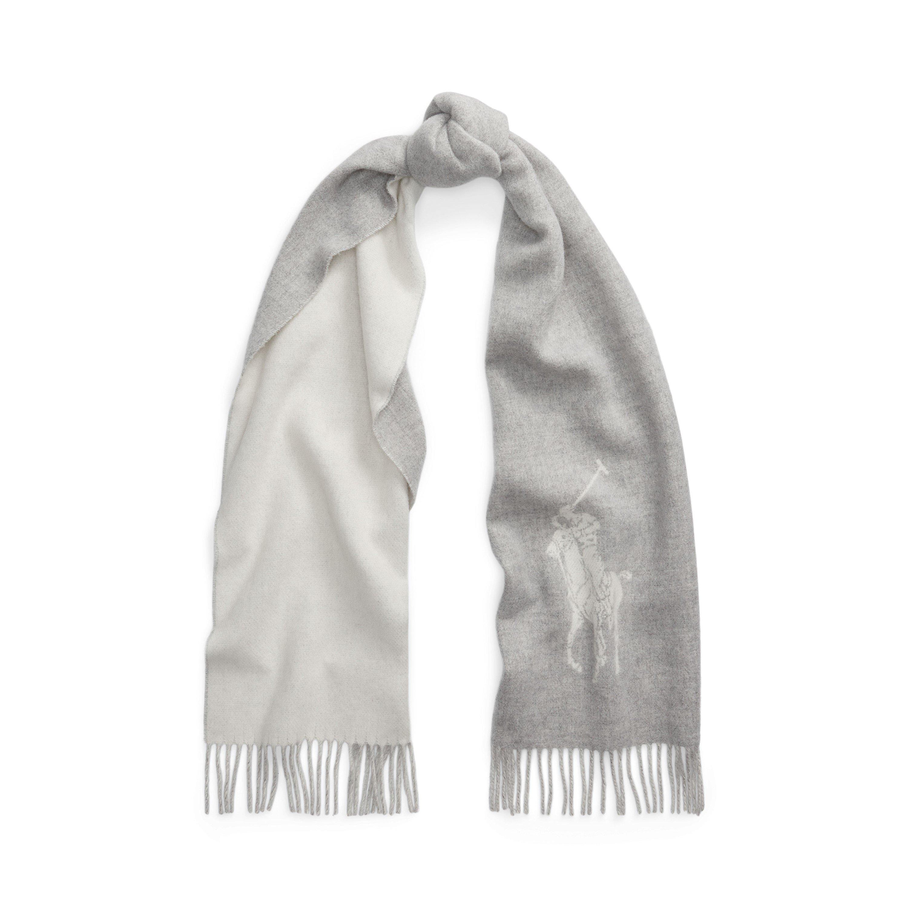 Grey/Cream - Polo Ralph Lauren - Women's Logo Midweight Scarf - 1