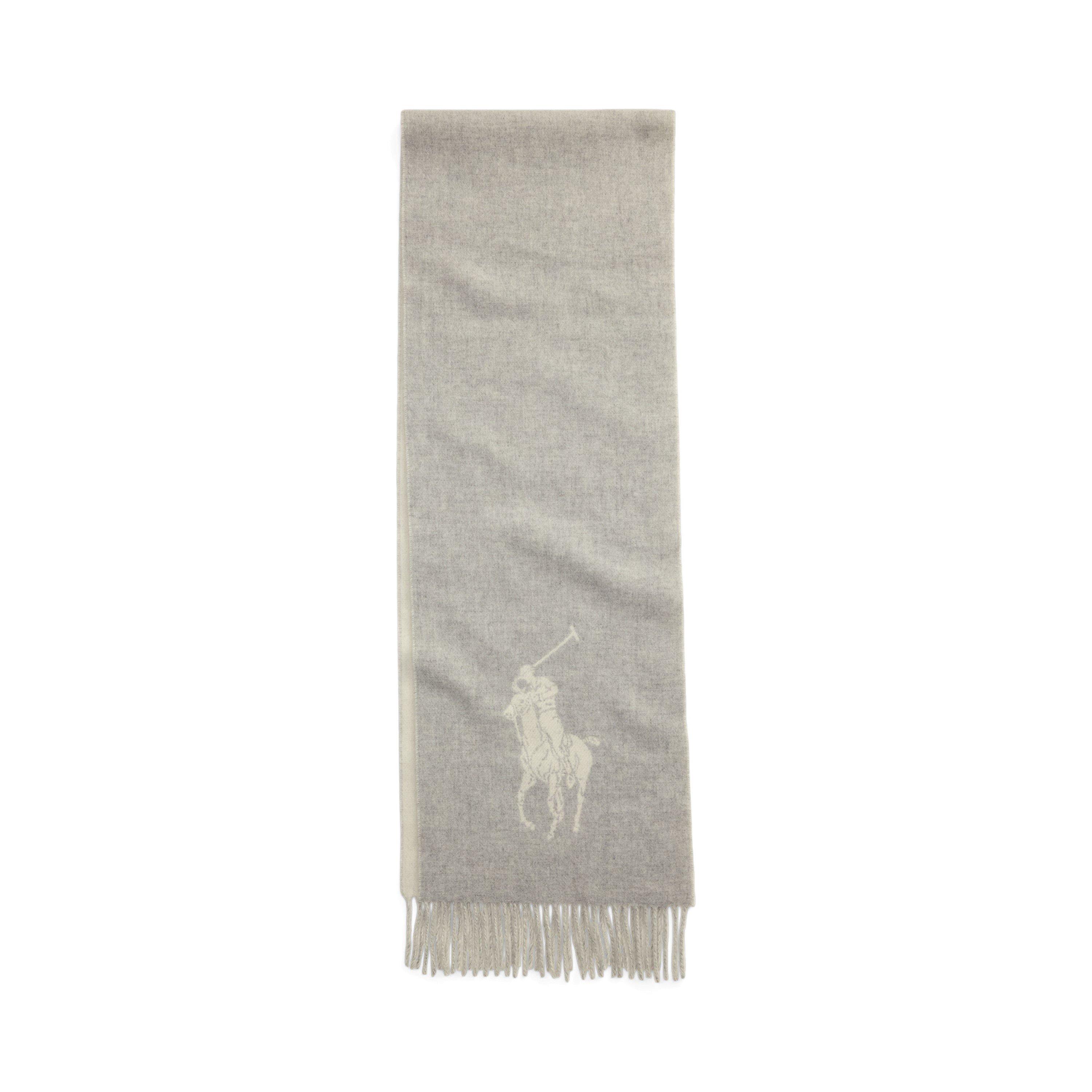 Grey/Cream - Polo Ralph Lauren - Women's Logo Midweight Scarf - 3